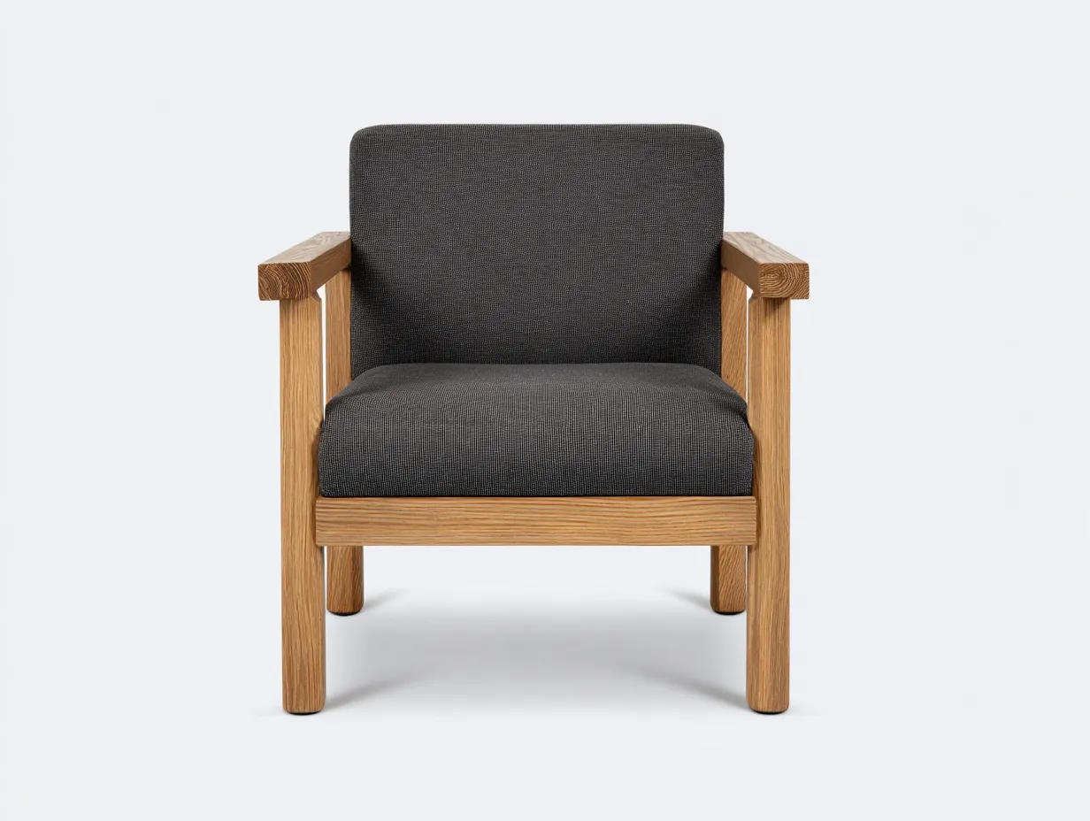 Silla de ocio para exteriores de madera 72×77×80 cm - gris humo y roble natural - silueta compacta para terraza-Davialyliving