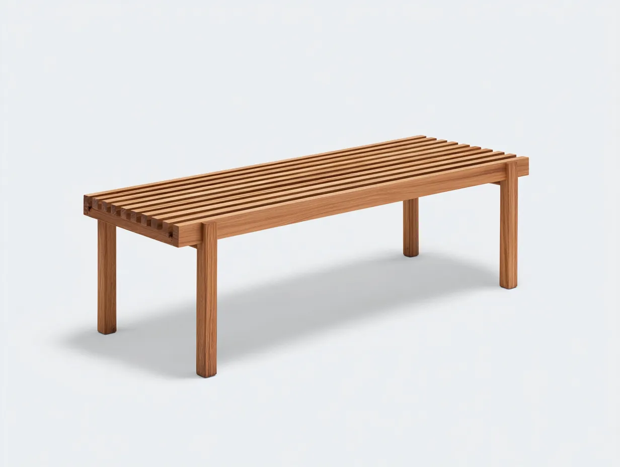 Banco de exterior de madera 120×35×45 cm - marrón teca - diseño de lamas para terraza-Davialyliving