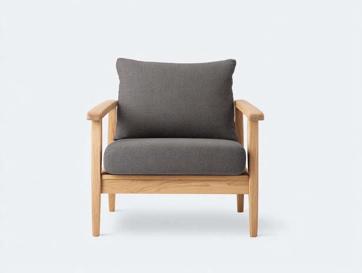 Silla de ocio para exteriores 76×80×84 cm - madera natural y gris grafito - brazos redondeados-Davialyliving