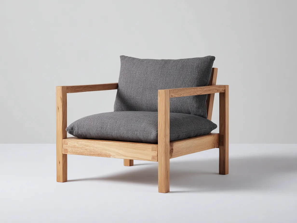 Silla de ocio para exteriores de madera 78×79×82 cm - gris carbón y madera natural - diseño geométrico para terraza-Davialyliving