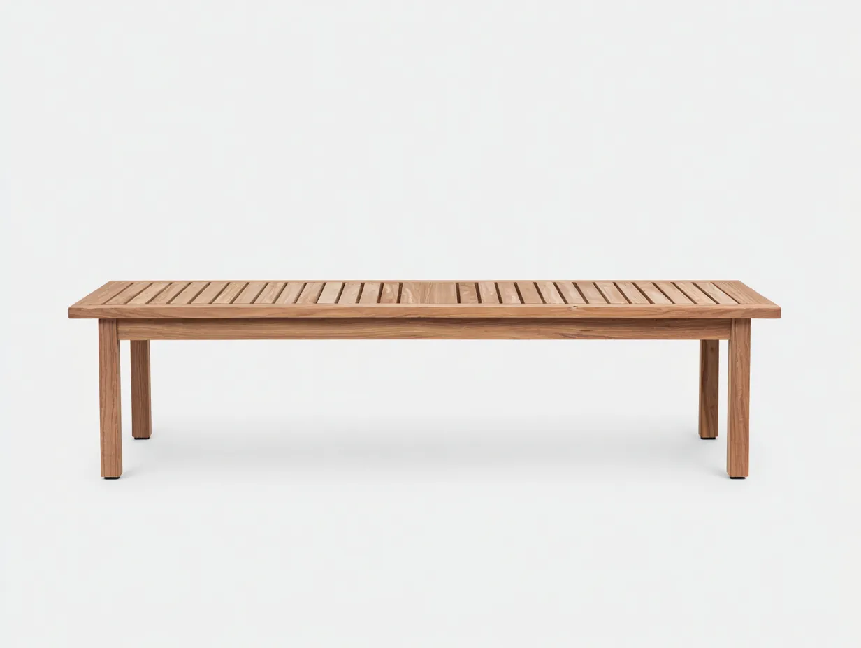 Banco de exterior 180×42×45 cm - madera roble claro - formato lineal para terraza-Davialyliving