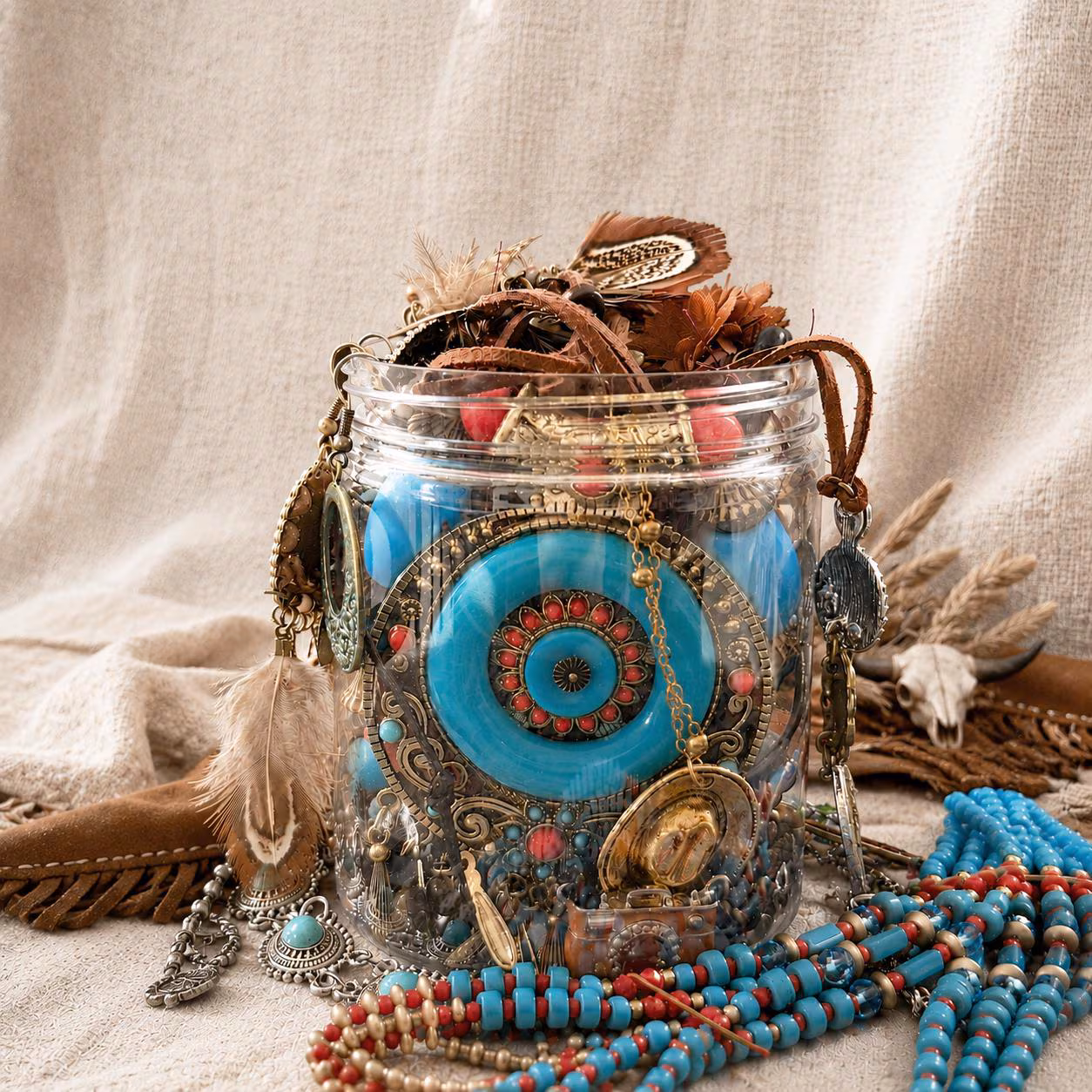 Boho Turquoise Color Mystery Jewelry Jar fashion jewelry assortment