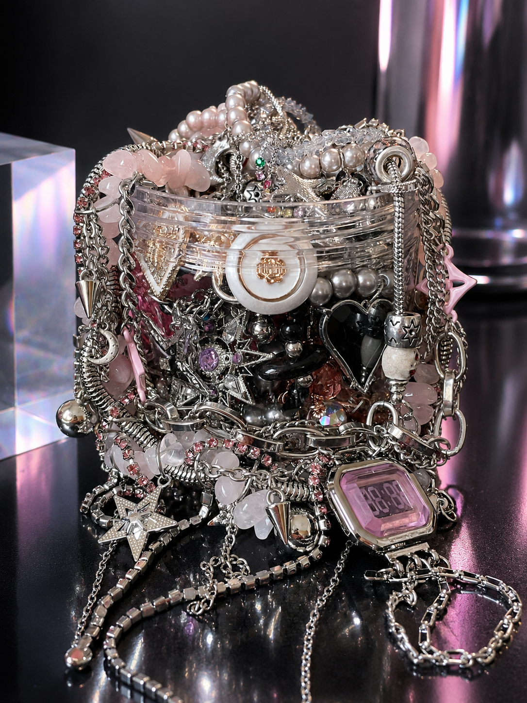 Pink Starlight Mystery Jewelry Jar fashion jewelry assortment
