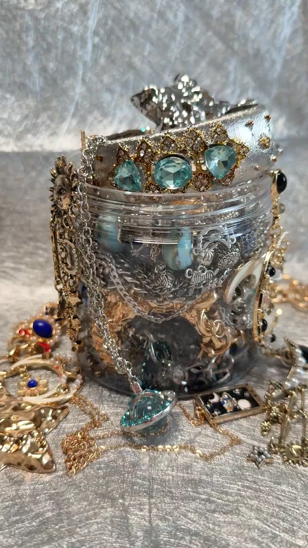 Silver Tone Celestial Mystery Jewelry Box fashion jewelry assortment