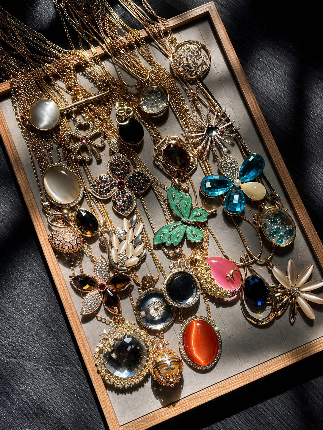 Gold Tone Sweater Necklace Mystery Box fashion jewelry assortment