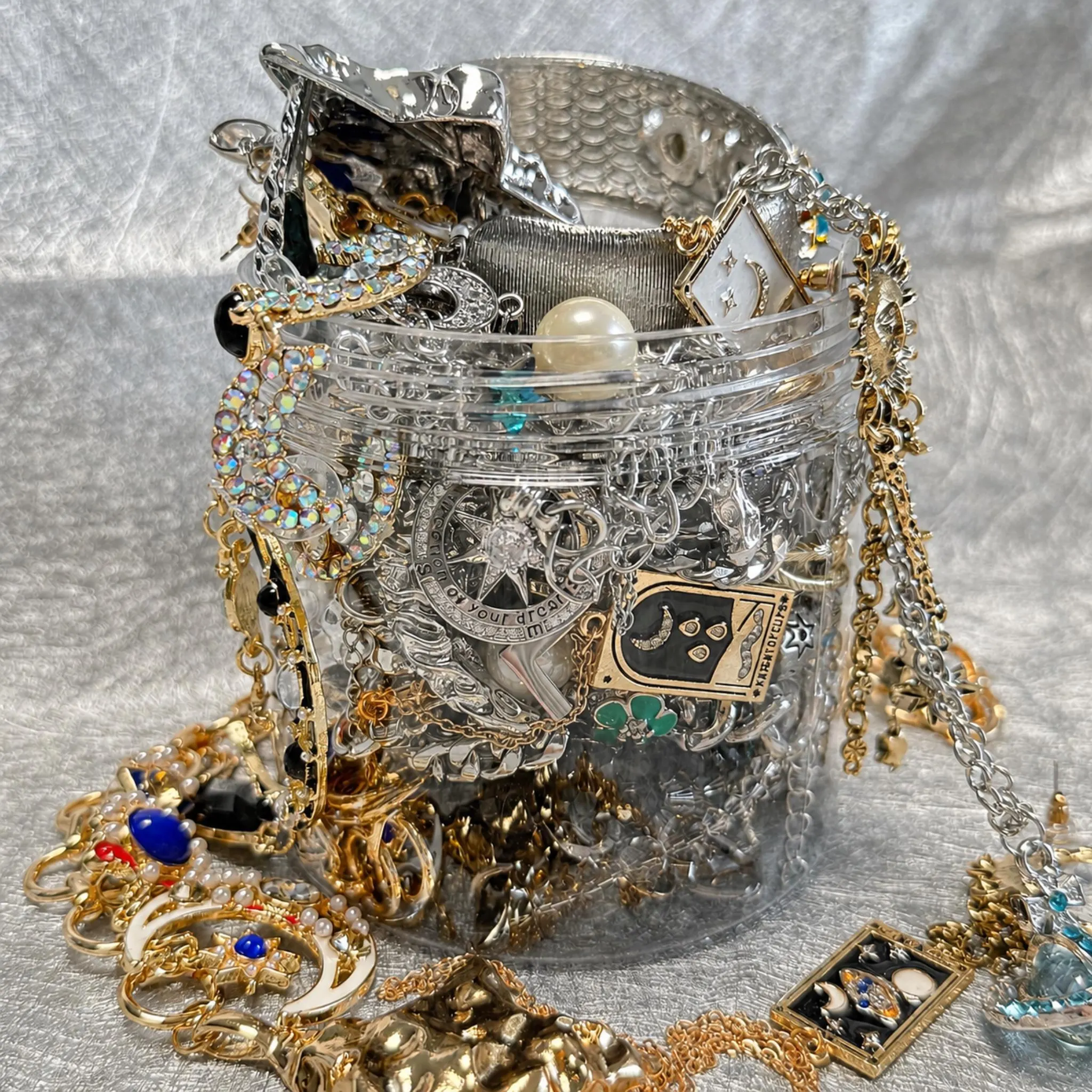 Silver Tone Celestial Mystery Jewelry Box fashion jewelry assortment