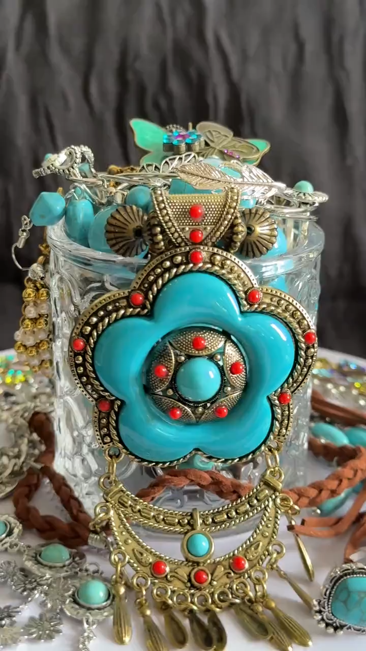 Boho Turquoise Color Mystery Jewelry Jar fashion jewelry assortment