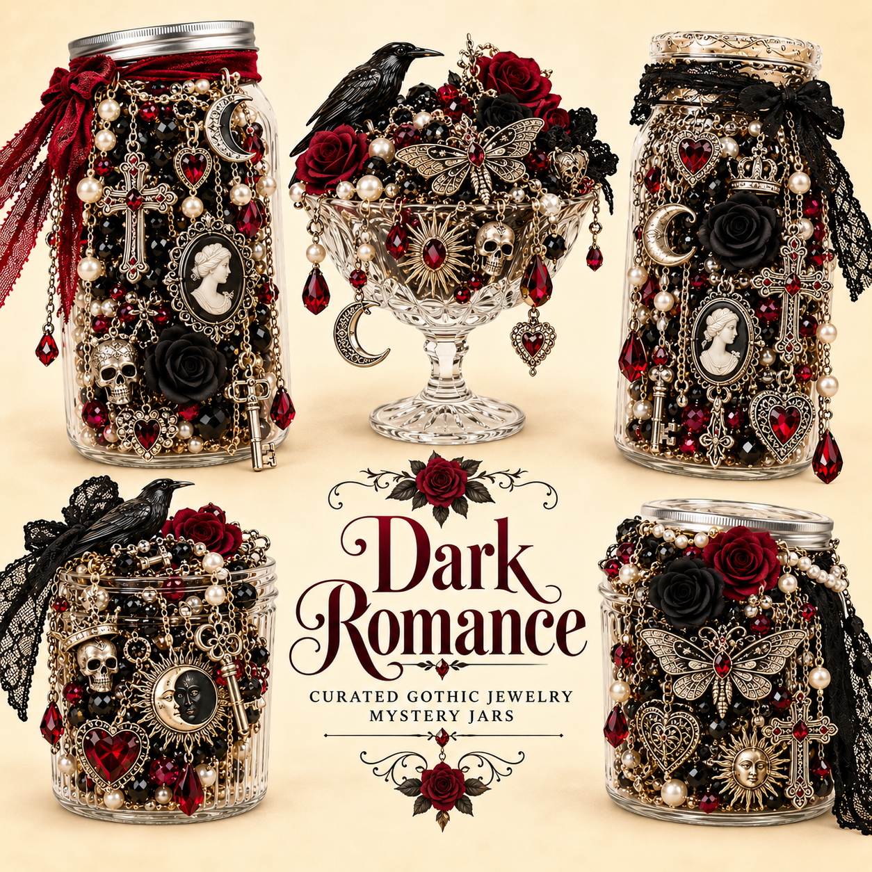 Gothic Mystery Jewelry Jar fashion jewelry assortment