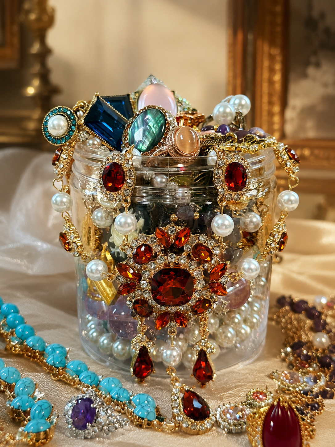 Gilded Royal Mystery Jewelry Jar fashion jewelry assortment