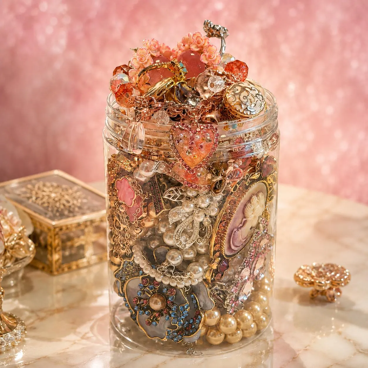 Pink Coquette Mystery Jewelry Jar fashion jewelry assortment