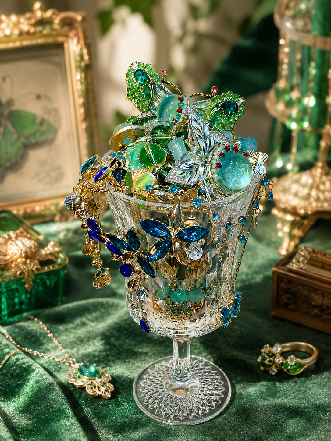 Emerald Butterfly Garden Mystery Jewelry Jar fashion jewelry assortment