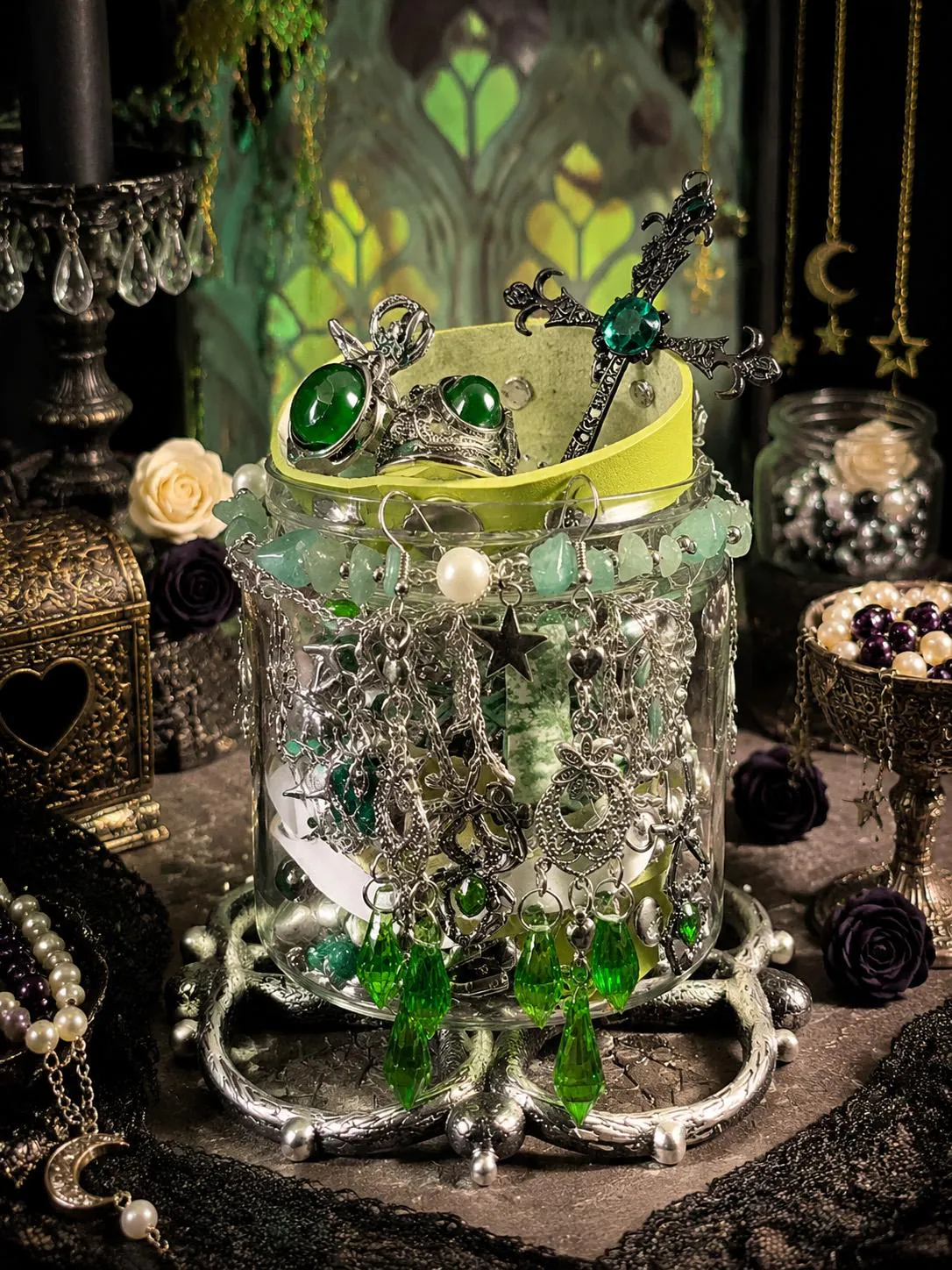 Gothic Mystery Jewelry Jar fashion jewelry assortment