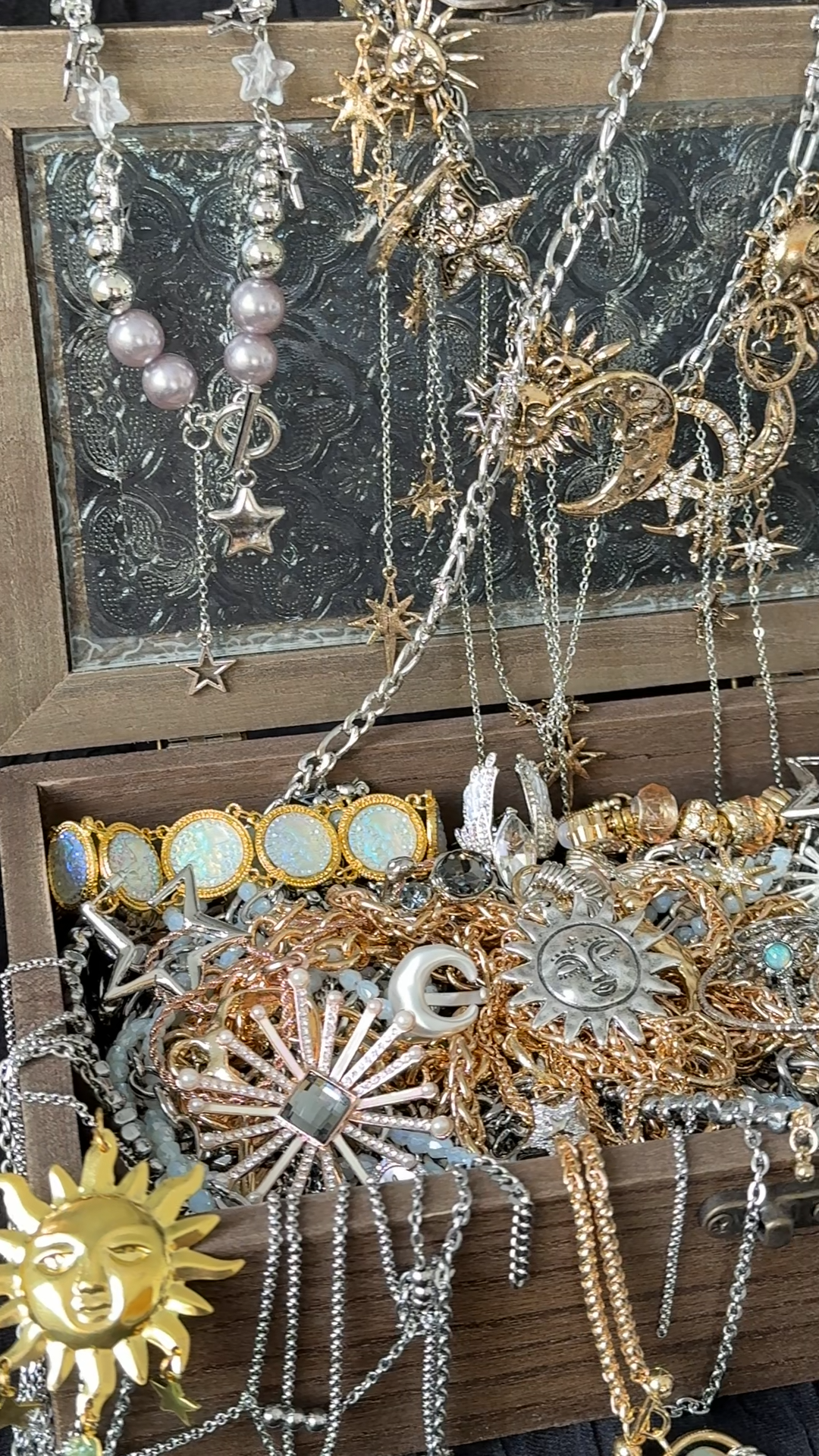 Celestial Gold Tone and Silver Tone Mystery Jewelry Jar fashion jewelry assortment