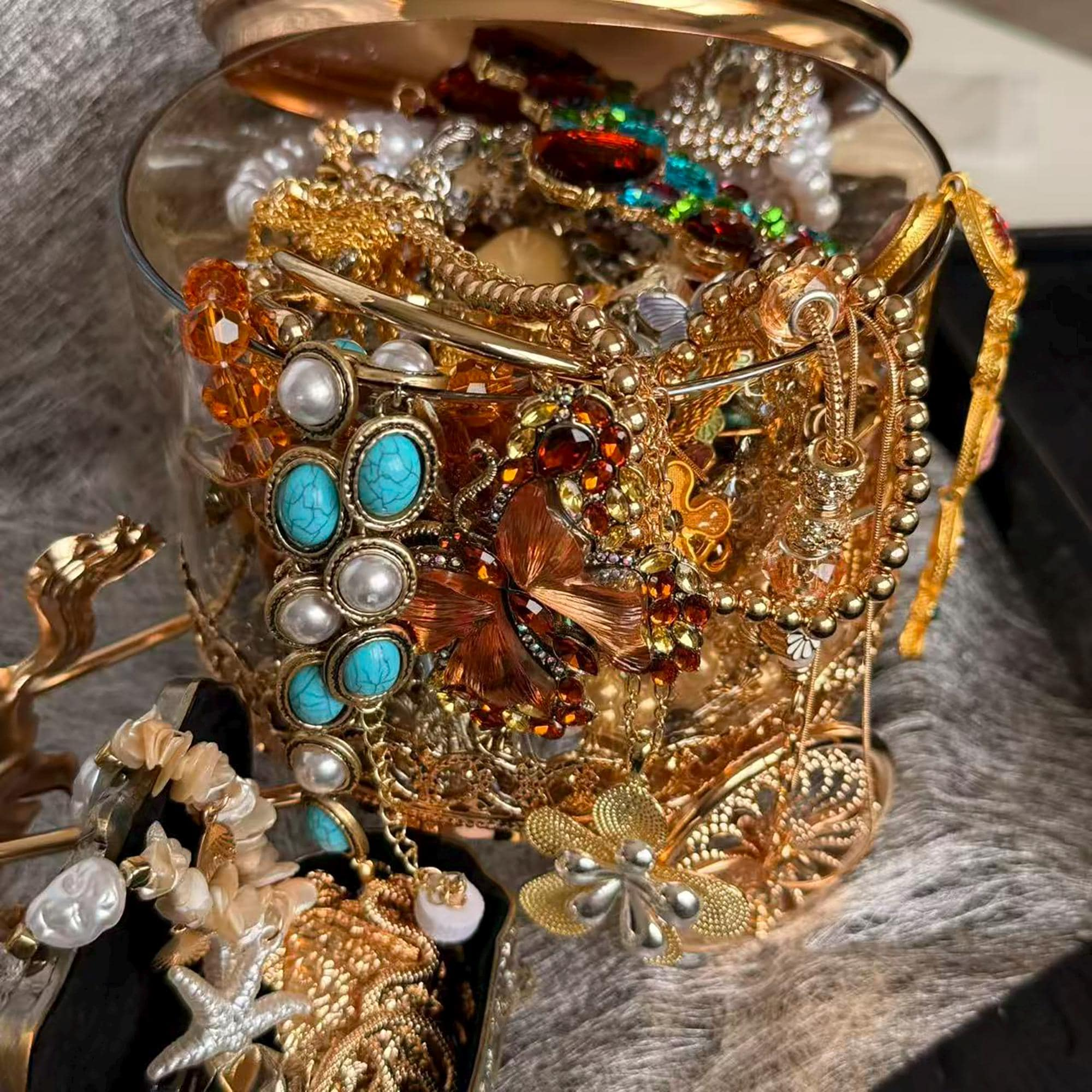 Gold Tone Jewelry Mystery Jar fashion jewelry assortment