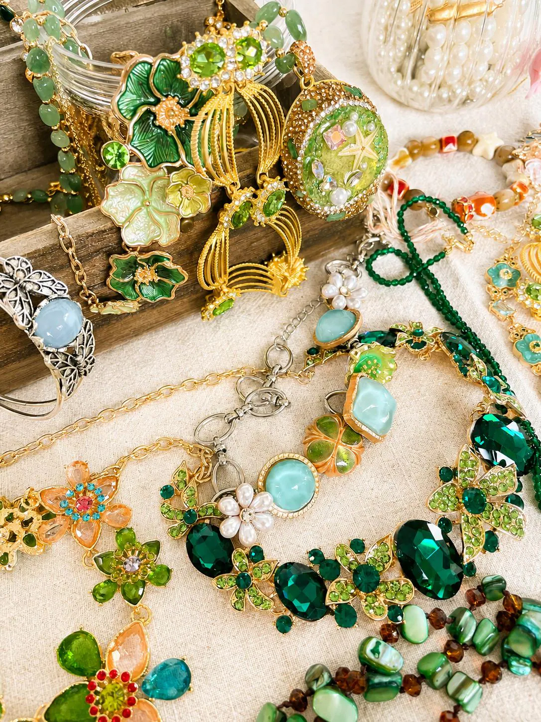 Green Fairy Inspired Mystery Jewelry Jar fashion jewelry assortment
