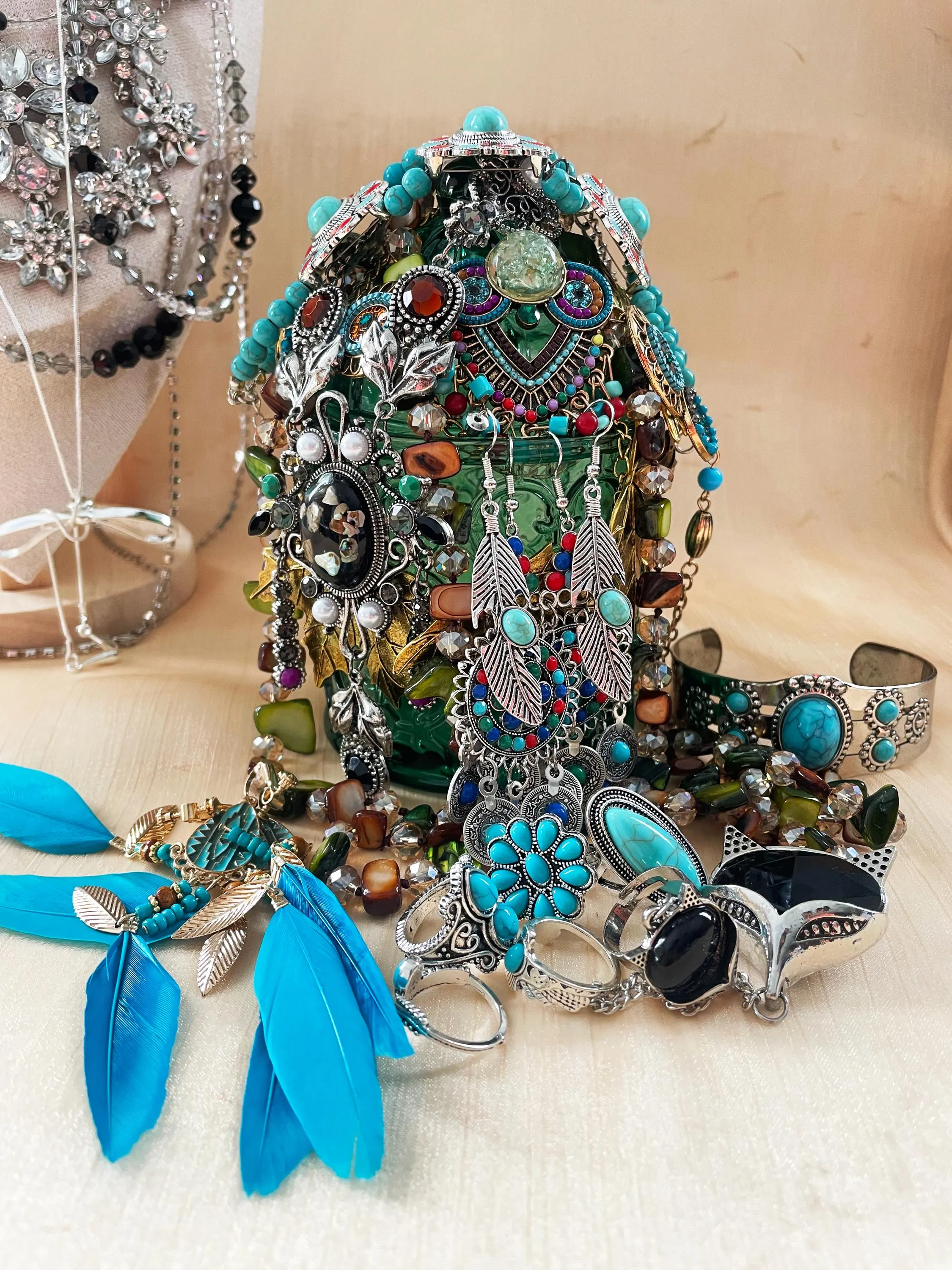 Boho Turquoise Color Mystery Jewelry Jar fashion jewelry assortment