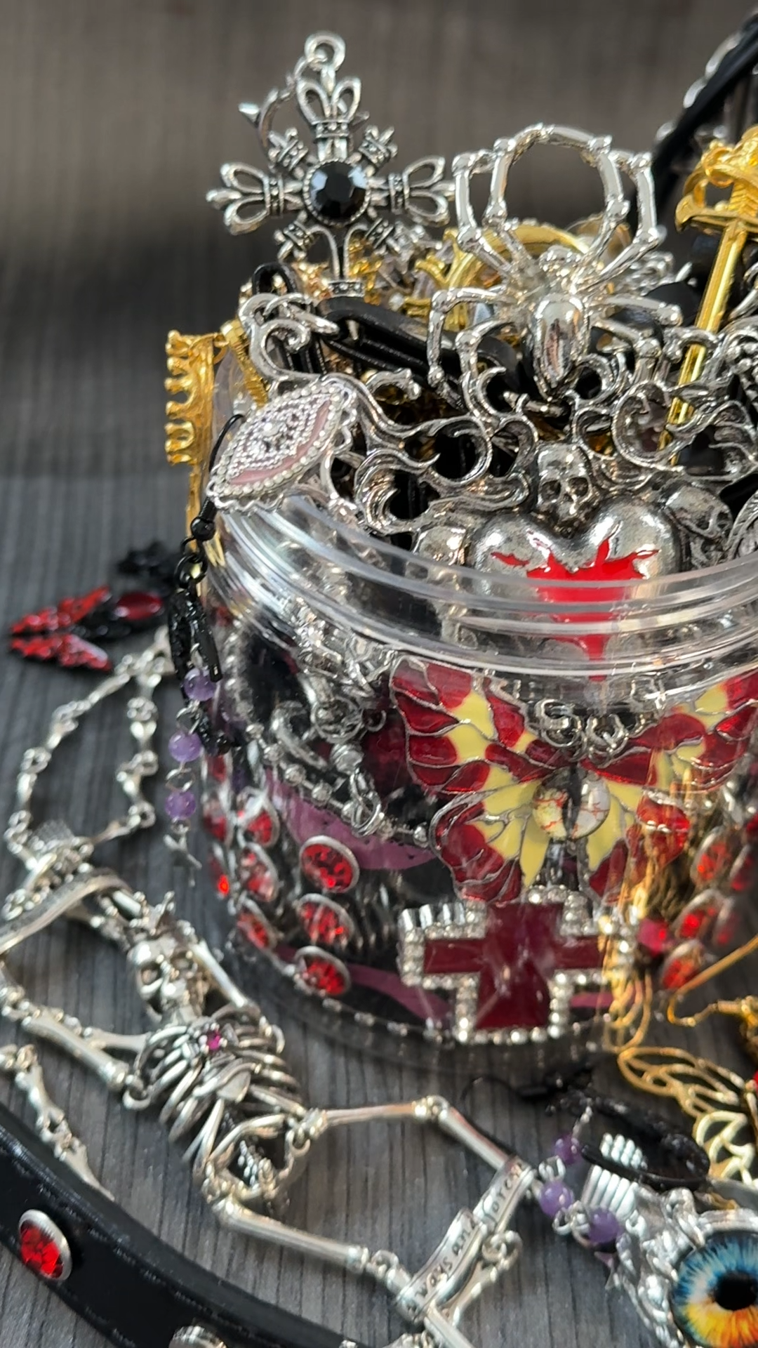 Crimson Gothic Mystery Jewelry Jar fashion jewelry assortment
