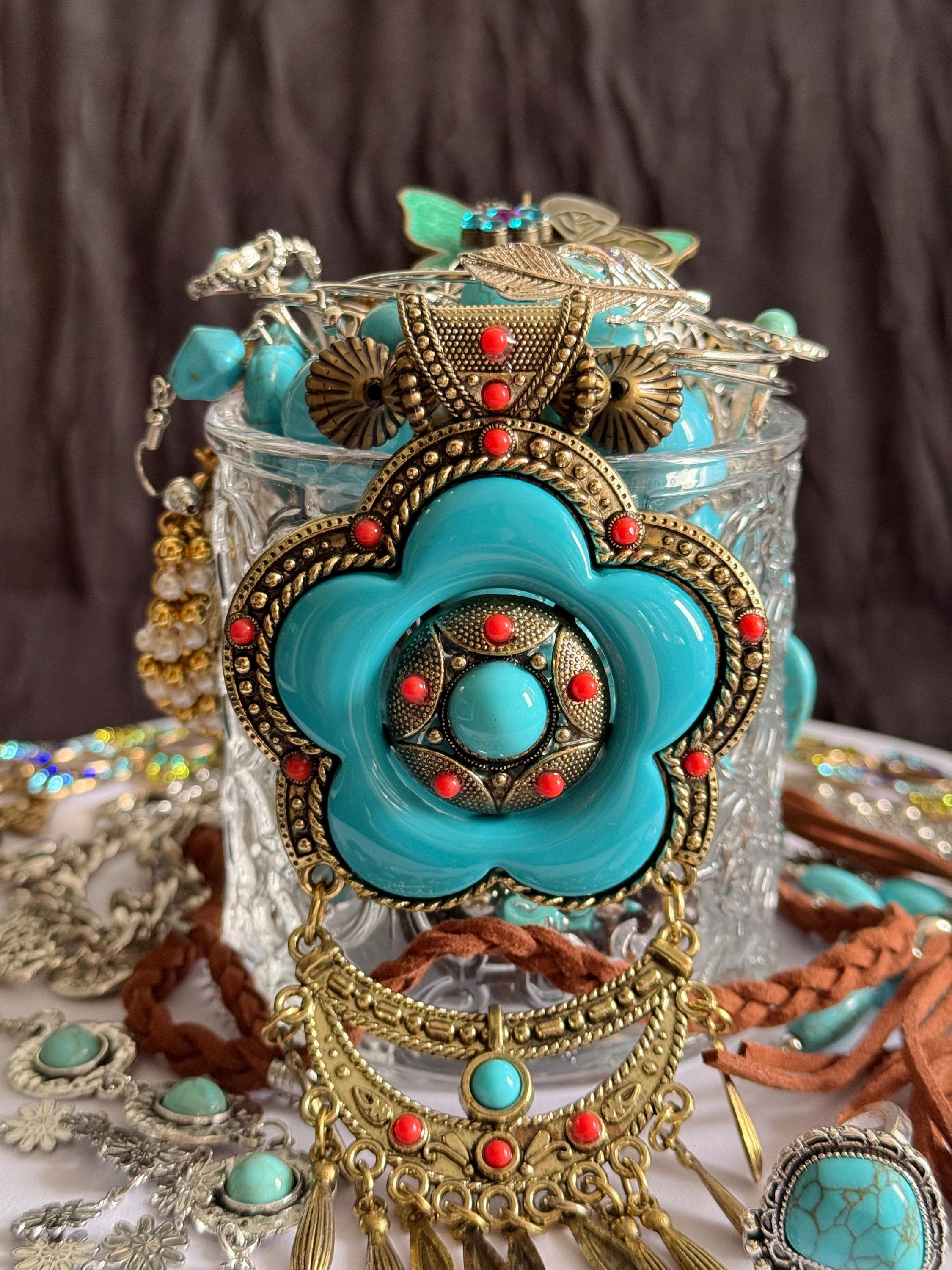 Boho Turquoise Color Mystery Jewelry Jar fashion jewelry assortment