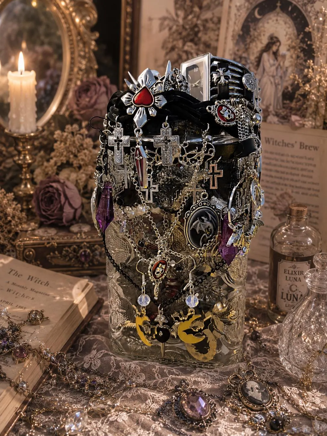 Gothic Romance Mystery Jewelry Jar fashion jewelry assortment