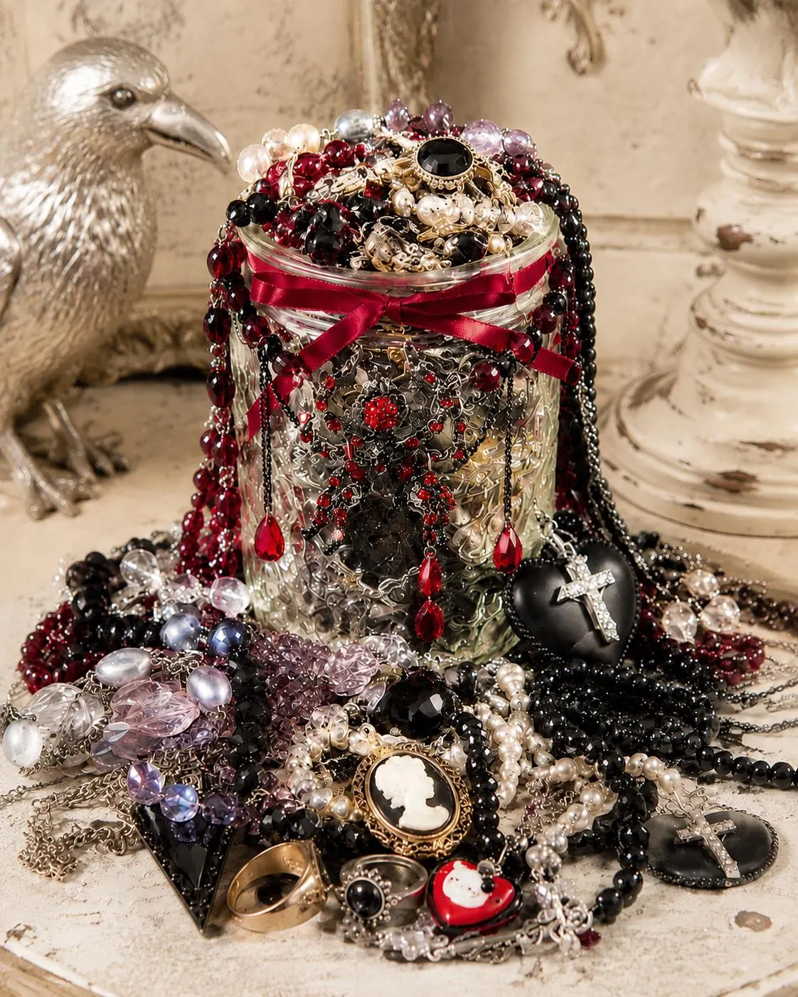 Gothic Vampire Inspired Mystery Jewelry Jar fashion jewelry assortment