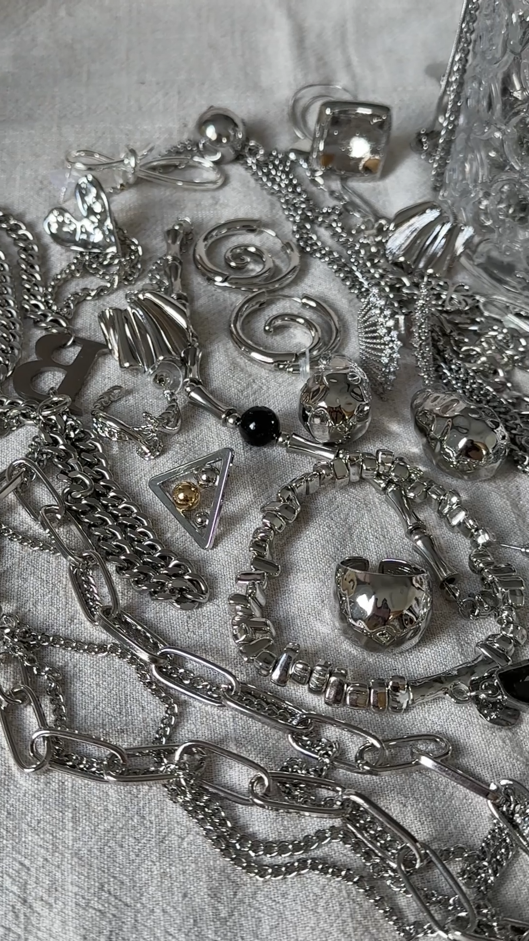 Silver Tone Geometry Mystery Jewelry Jar fashion jewelry assortment