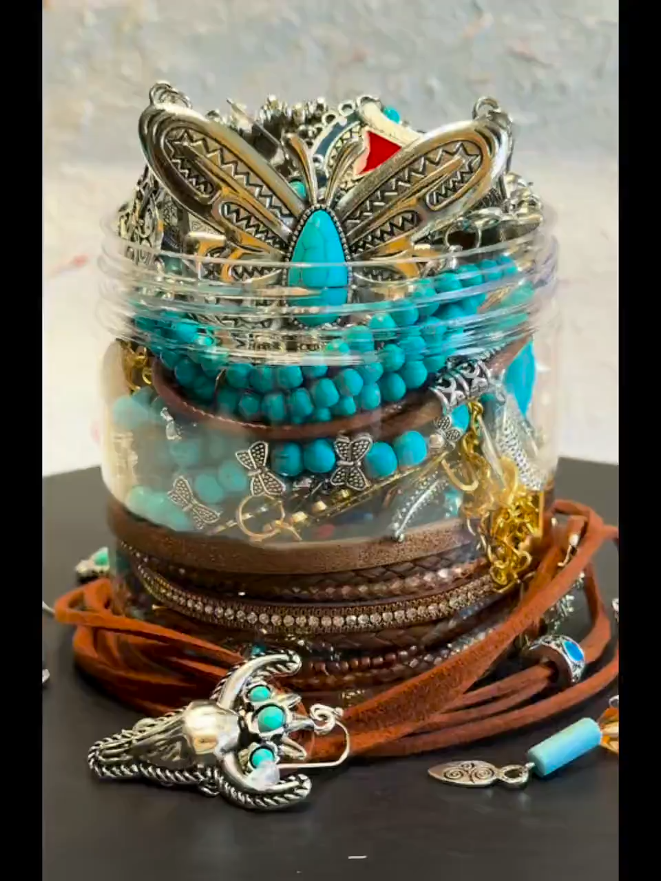 Boho Turquoise Color Mystery Jewelry Jar fashion jewelry assortment