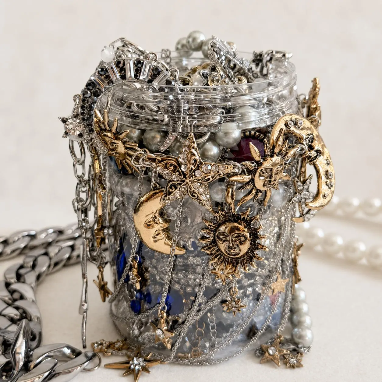 Silver Tone Celestial Mystery Jewelry Box fashion jewelry assortment