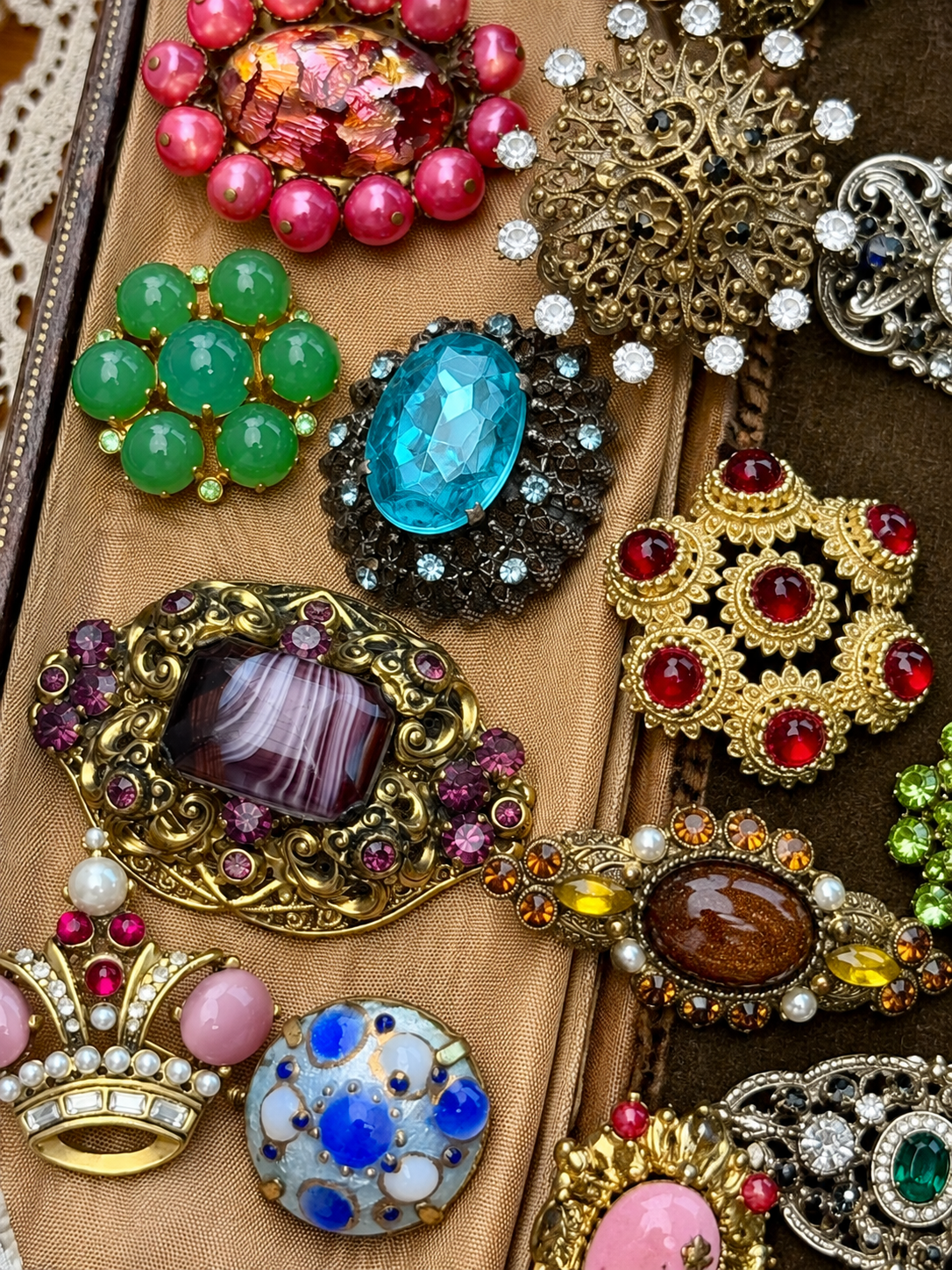 Jewel Tone Brooch Mystery Box fashion jewelry assortment