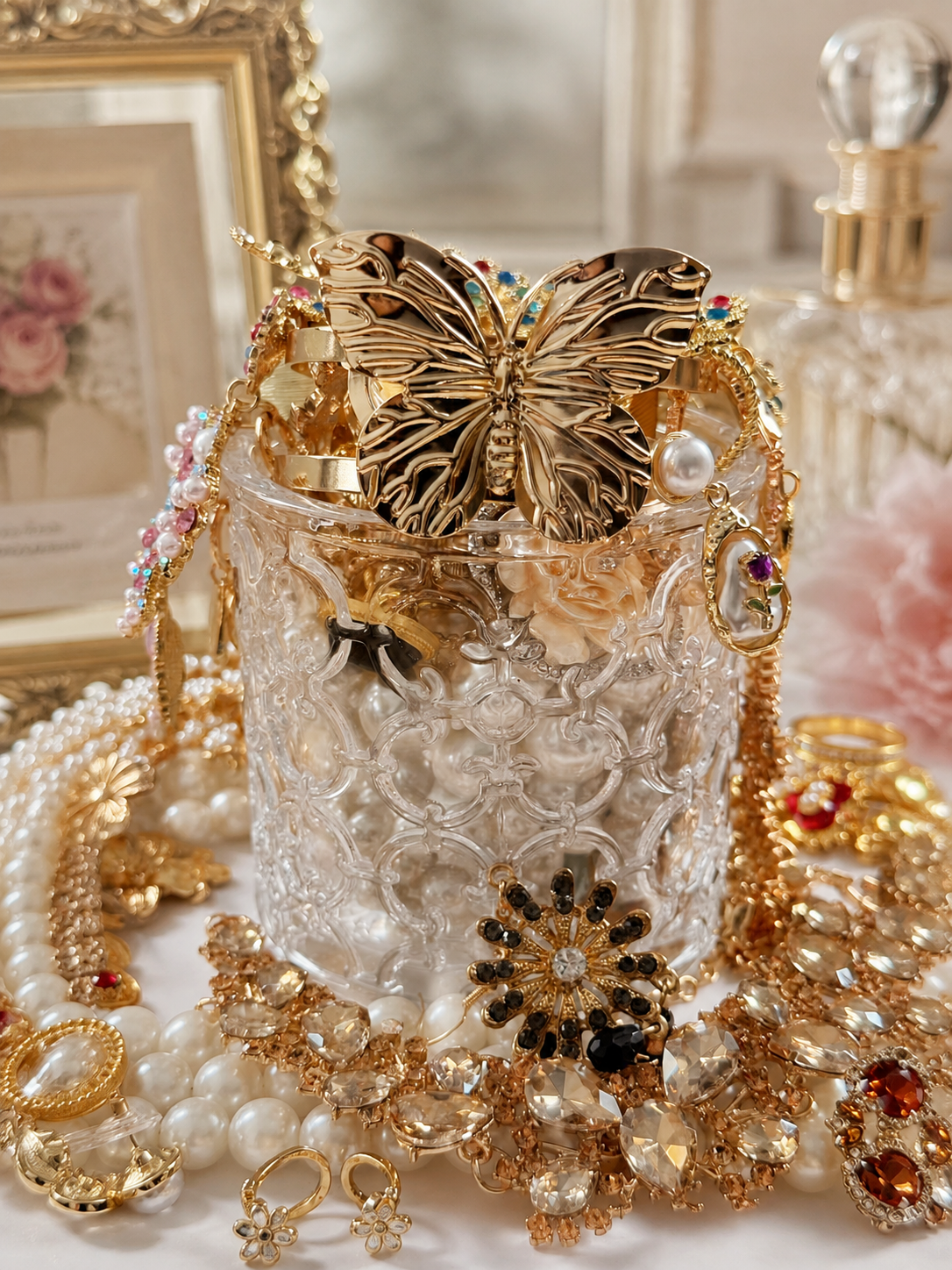 Gilded Mystery Jewelry Jar fashion jewelry assortment