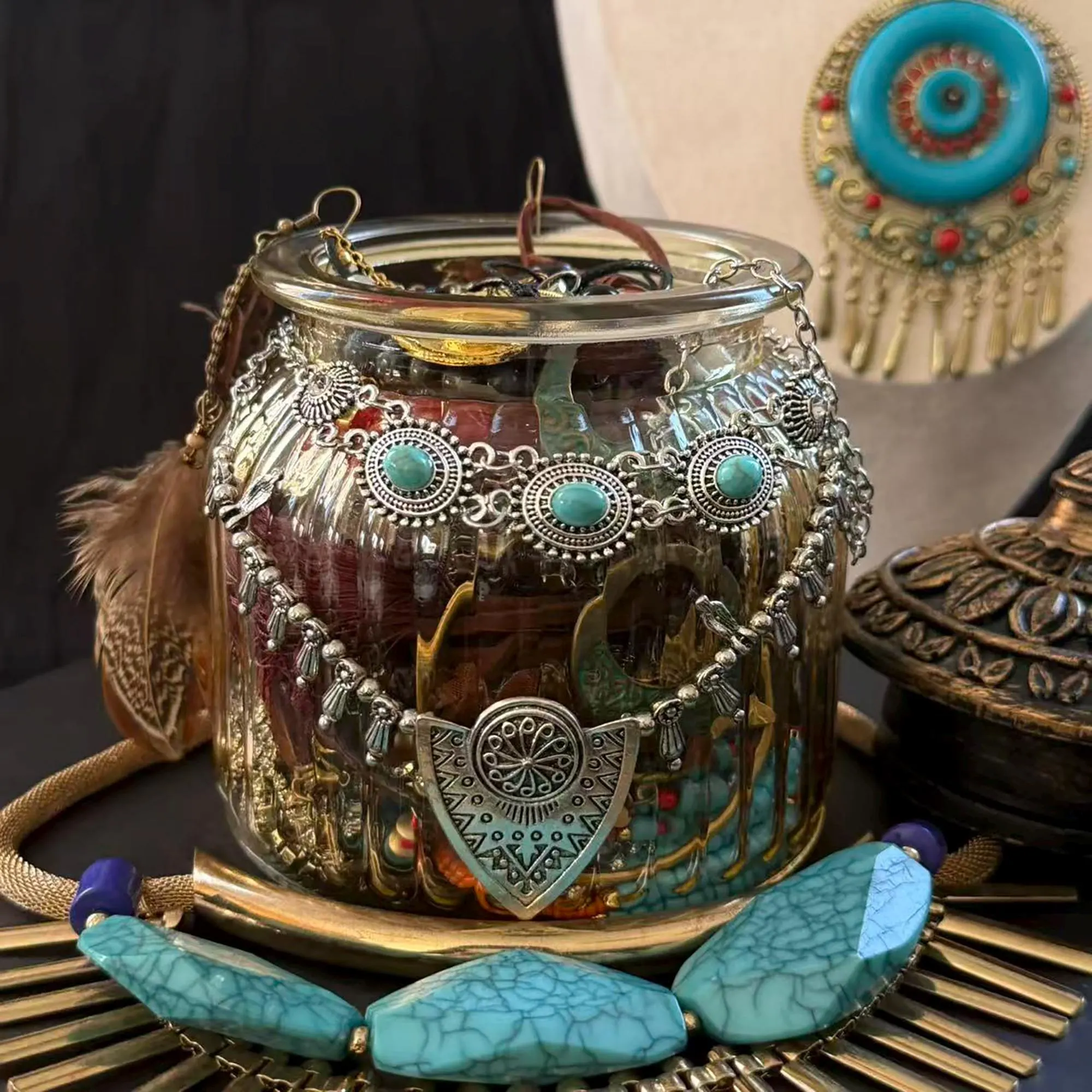 Boho Turquoise Color Mystery Jewelry Jar fashion jewelry assortment