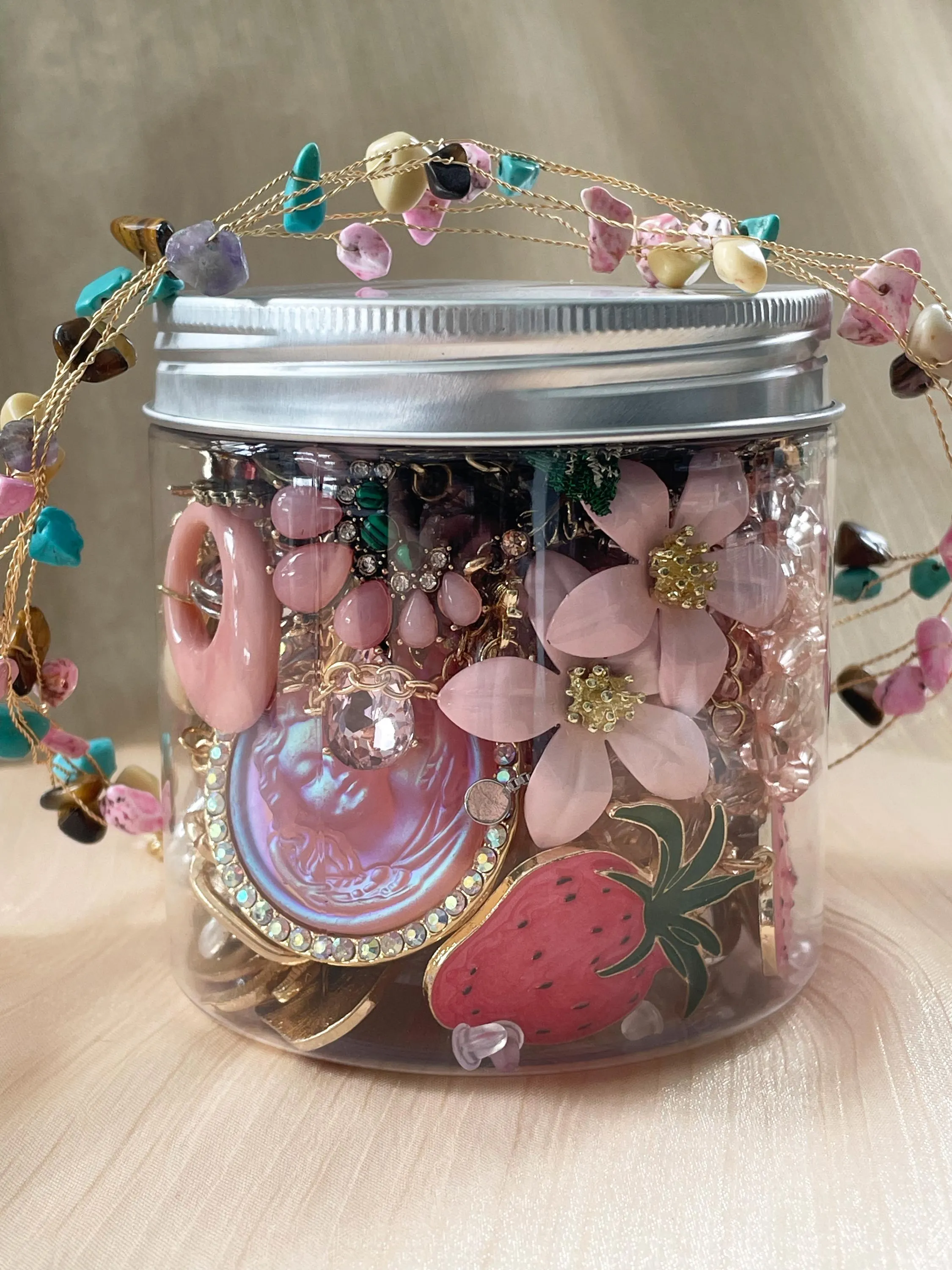 Pink Coquette Mystery Jewelry Jar fashion jewelry assortment