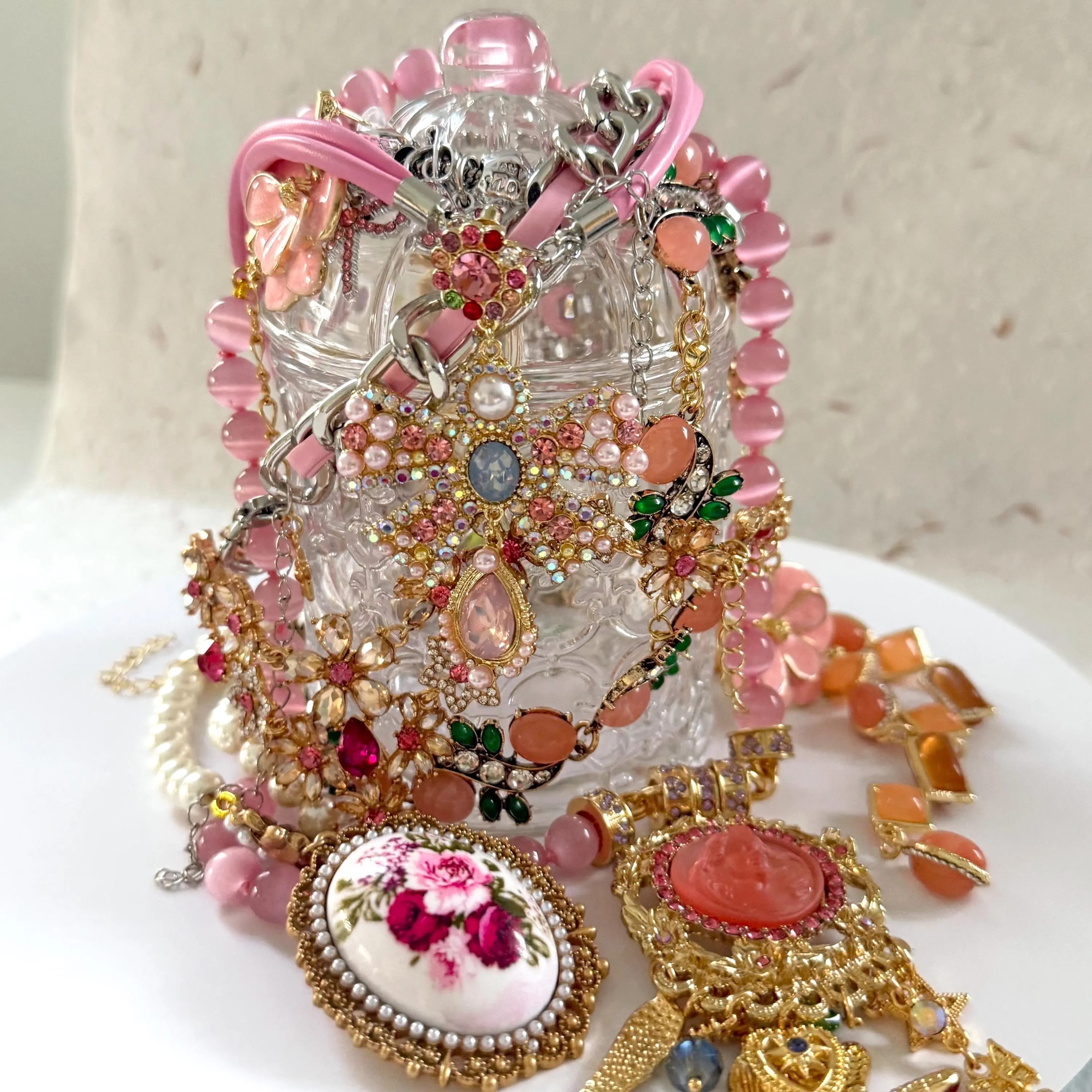 Pink Coquette Mystery Jewelry Jar fashion jewelry assortment