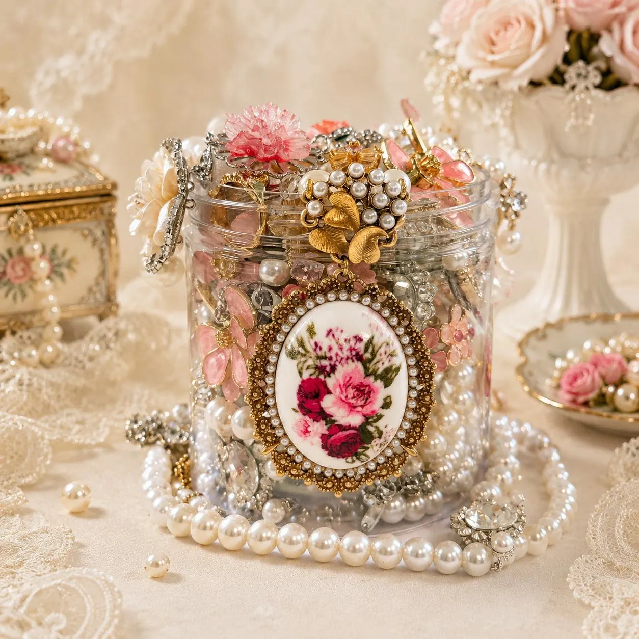 Pink Coquette Mystery Jewelry Jar fashion jewelry assortment