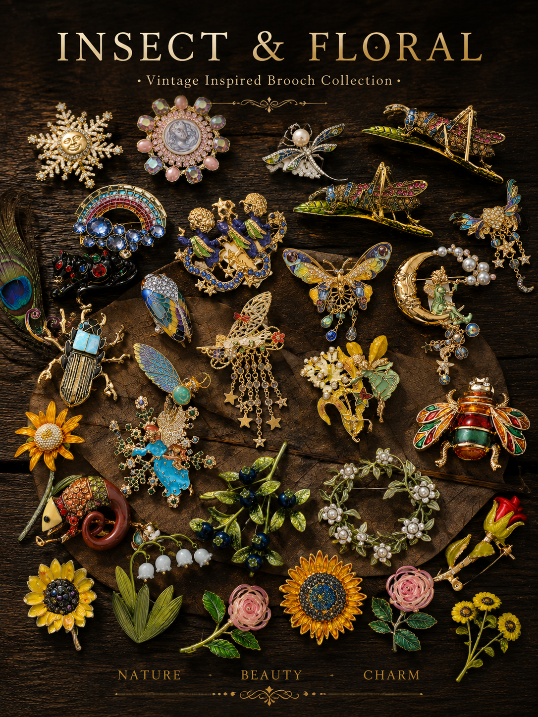 Whimsical Botanical Brooch Mystery Box fashion jewelry assortment