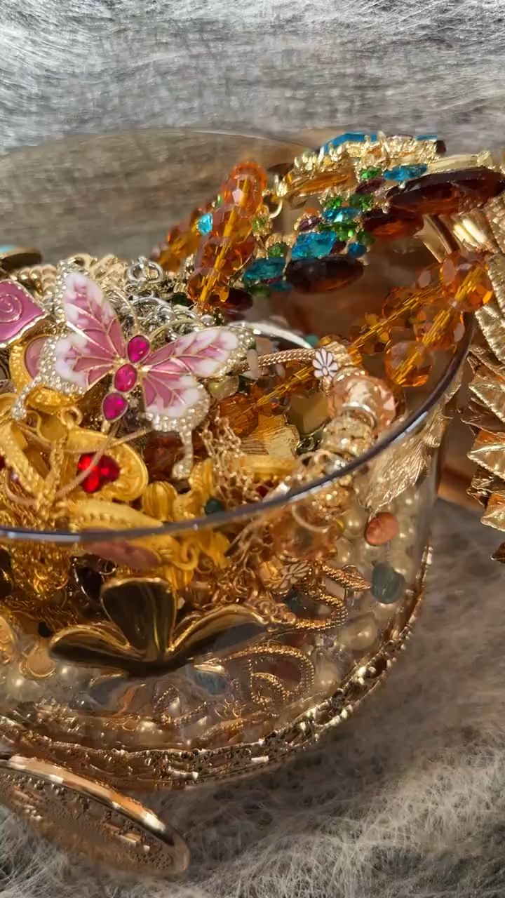 Gold Tone Jewelry Mystery Jar fashion jewelry assortment