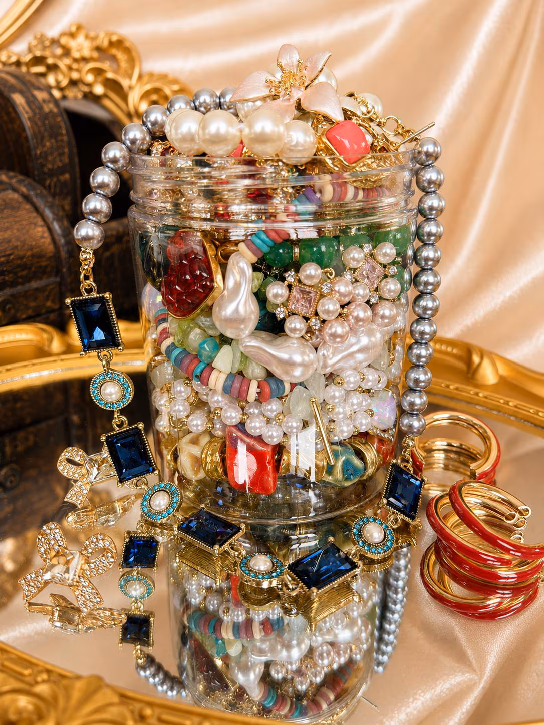 Vintage Inspired Rose Mystery Jewelry Box fashion jewelry assortment