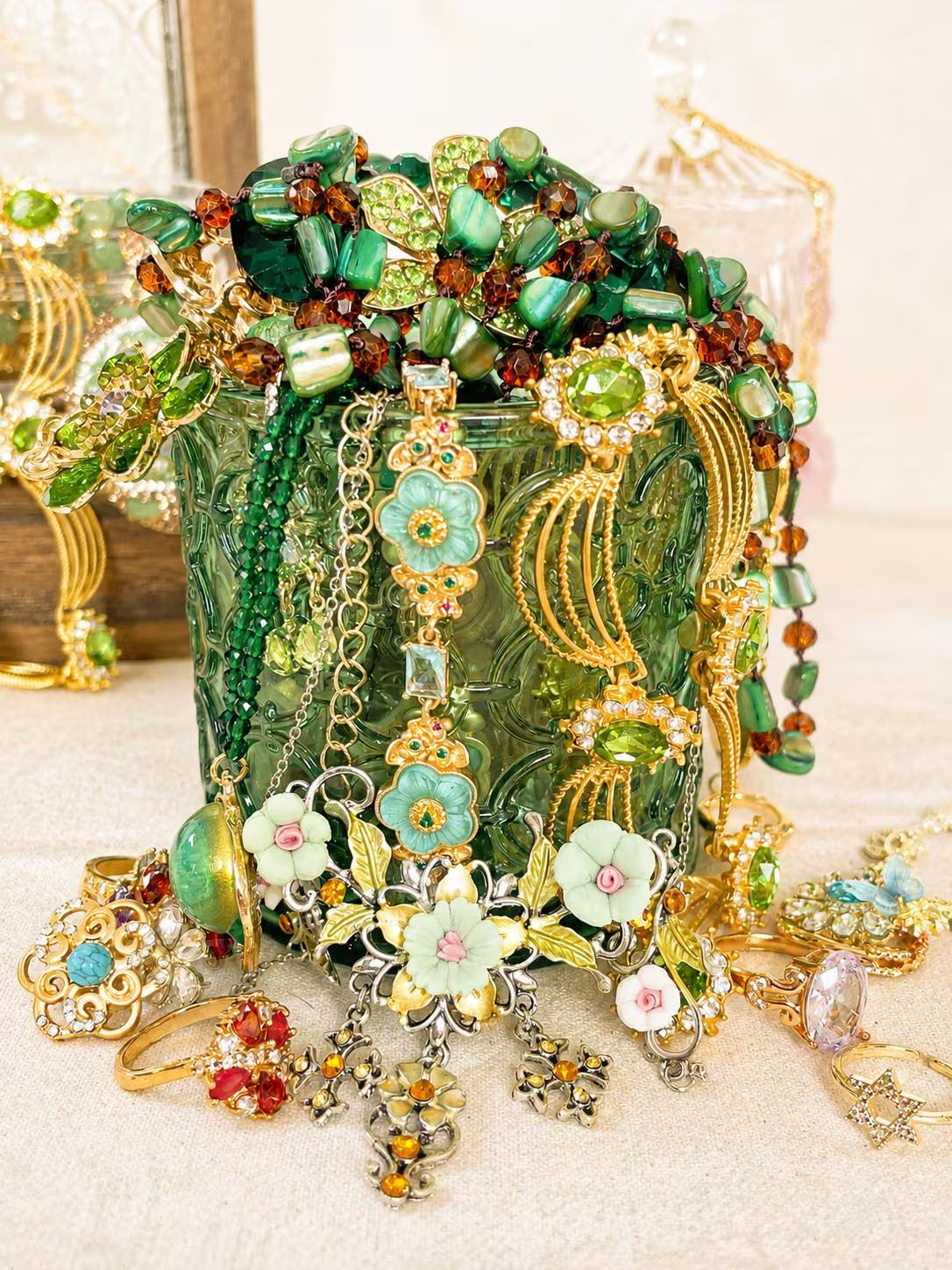 Green Fairy Inspired Mystery Jewelry Jar fashion jewelry assortment