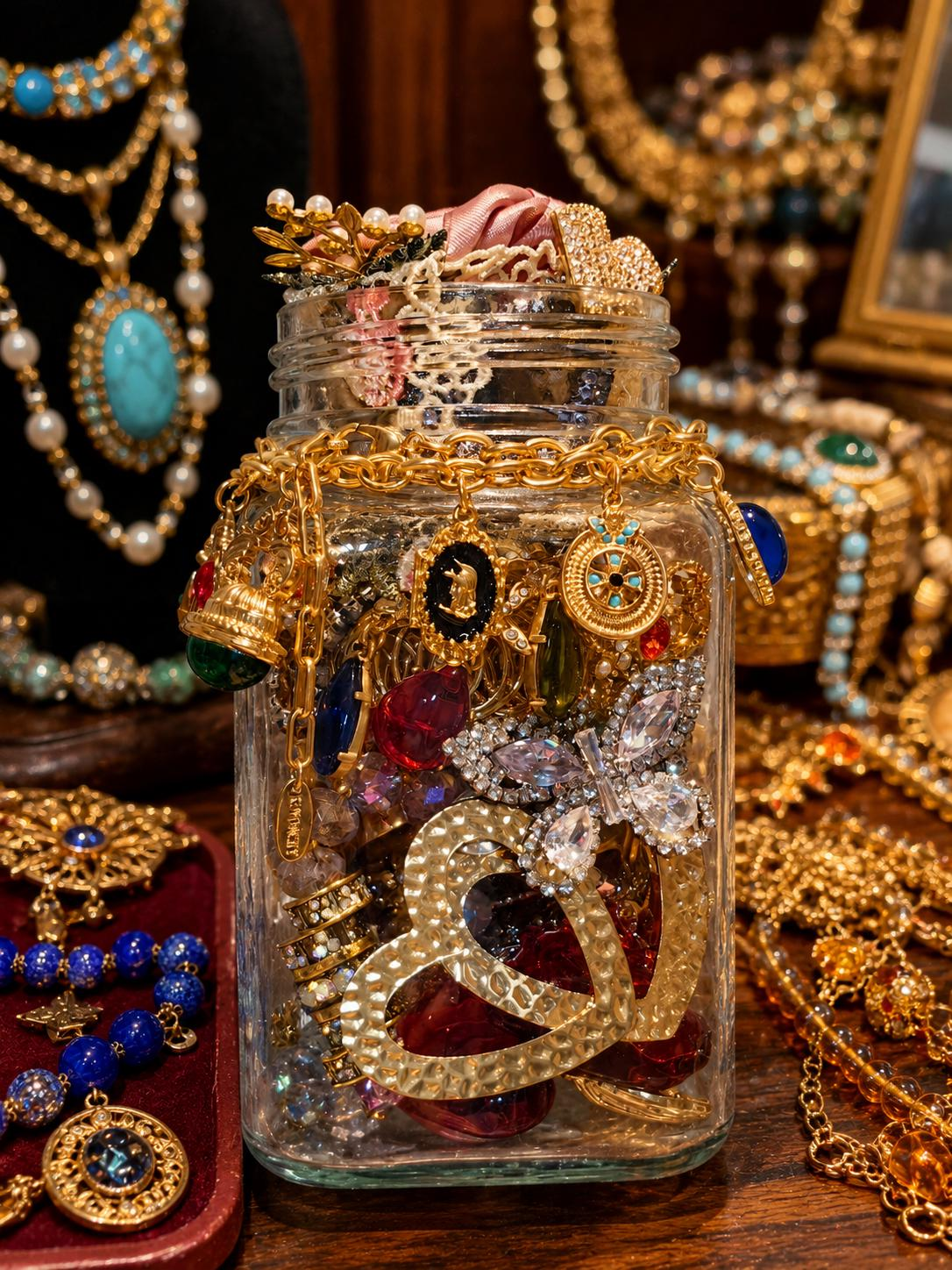 Victorian Inspired Mystery Jewelry Jar fashion jewelry assortment