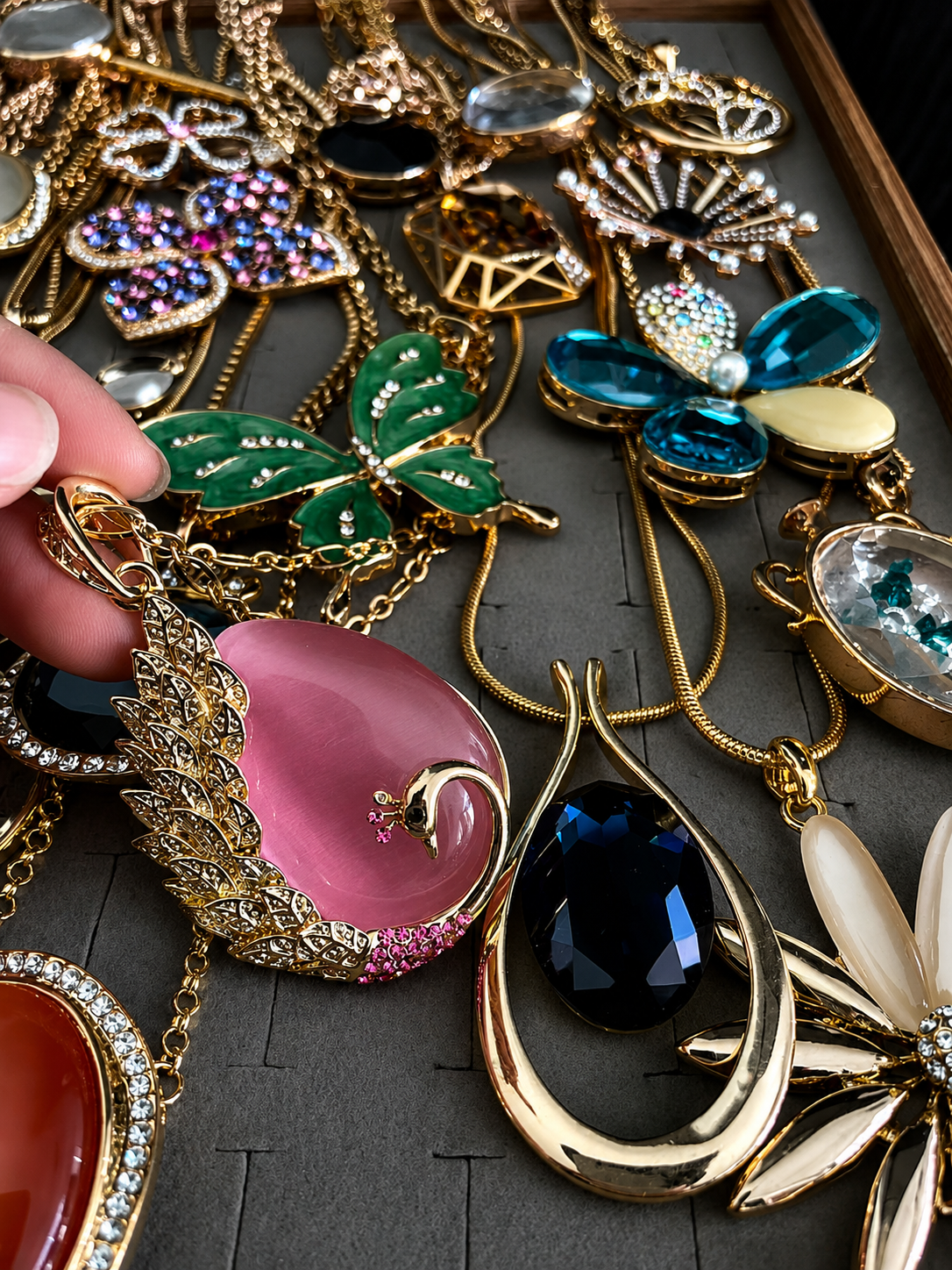 Maximalist Gold Tone Necklace Mystery Box fashion jewelry assortment