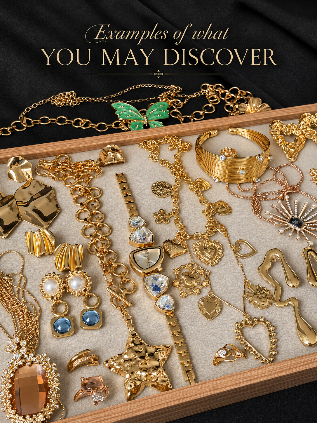 Everyday Gold Tone Mystery Jewelry Jar fashion jewelry assortment