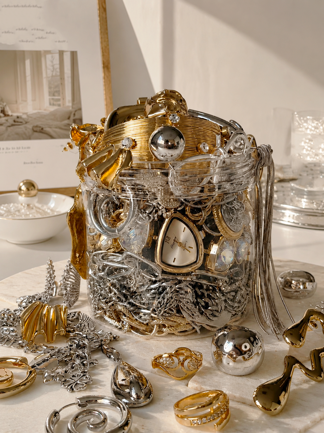 Everyday Gold Tone and Silver Tone Mystery Jewelry Jar fashion jewelry assortment
