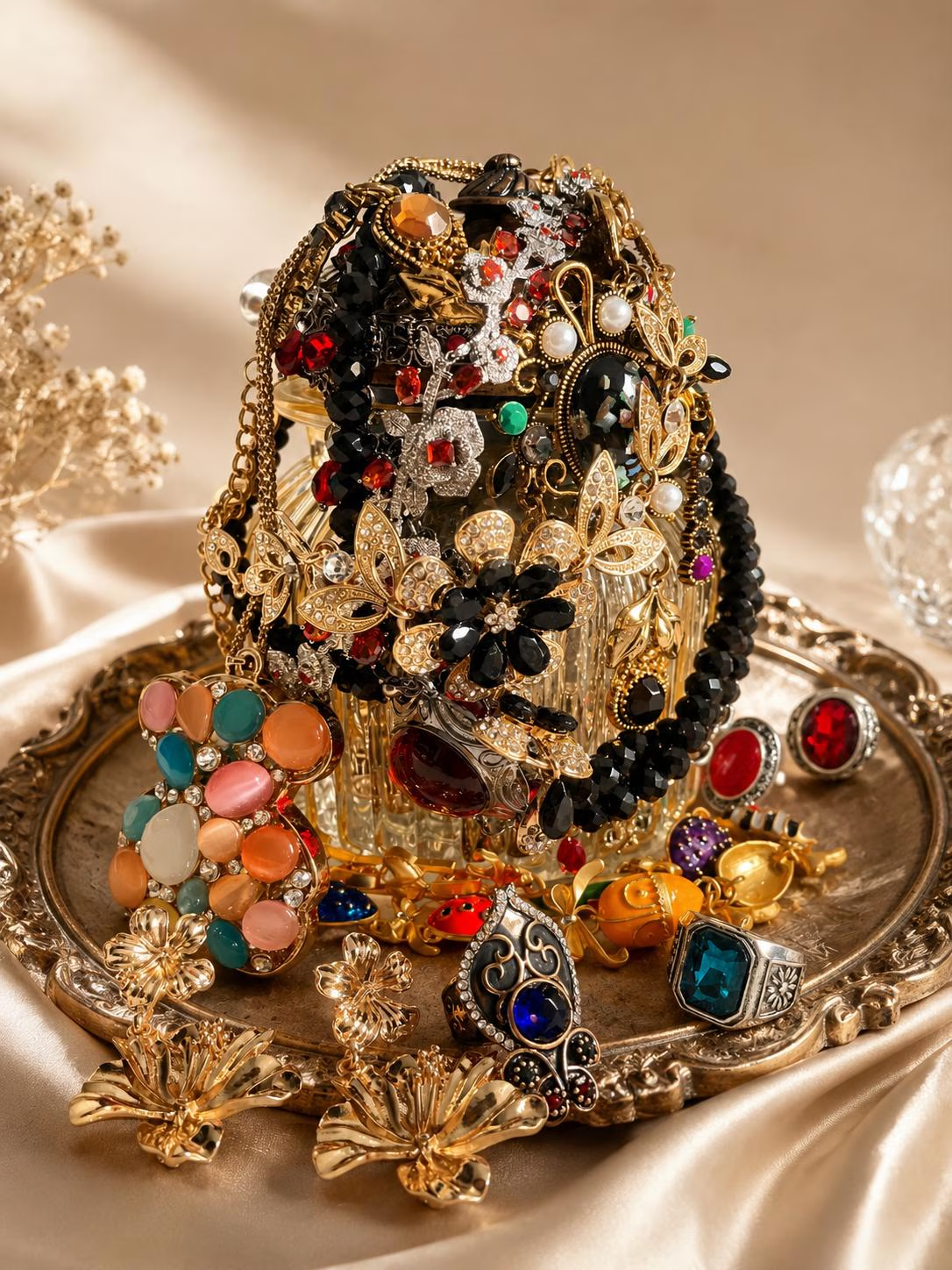 Vintage Inspired Rose Mystery Jewelry Box fashion jewelry assortment