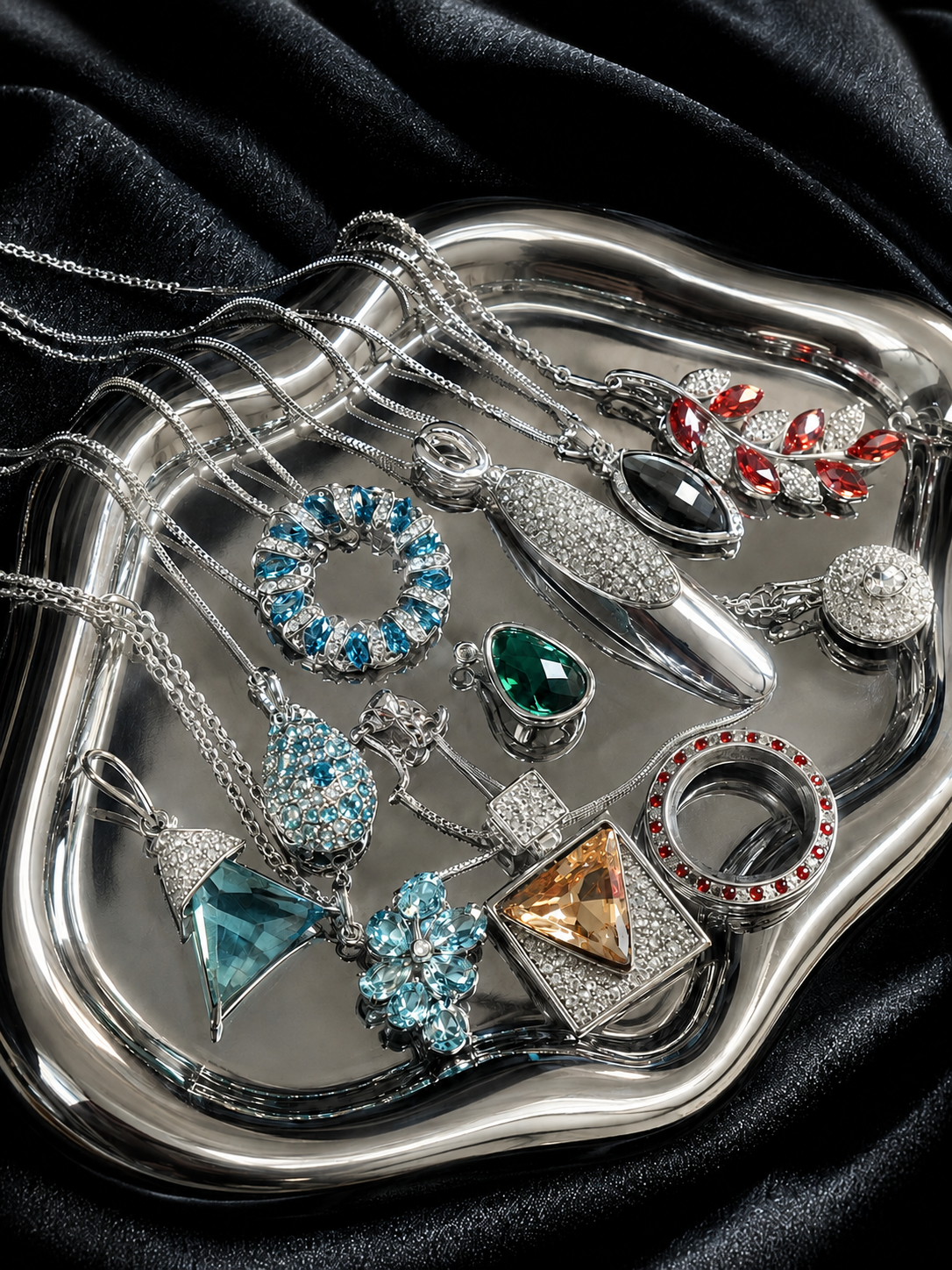 Silver Tone Sweater Necklace Mystery Box fashion jewelry assortment