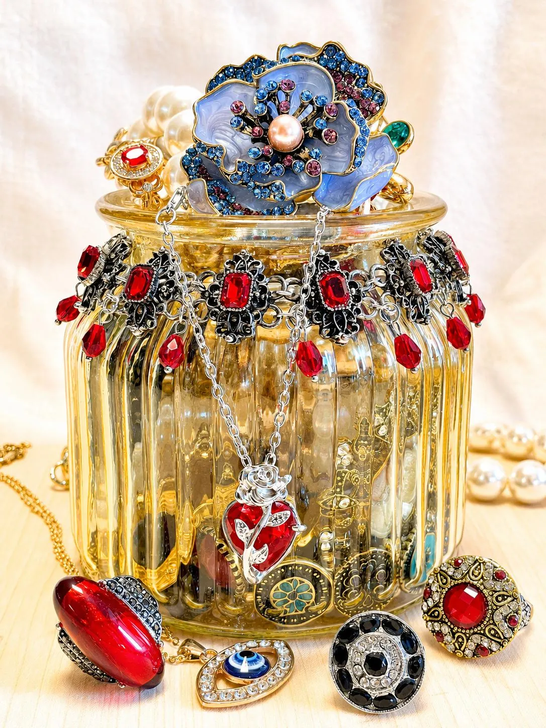 Vintage Inspired Rose Mystery Jewelry Box fashion jewelry assortment