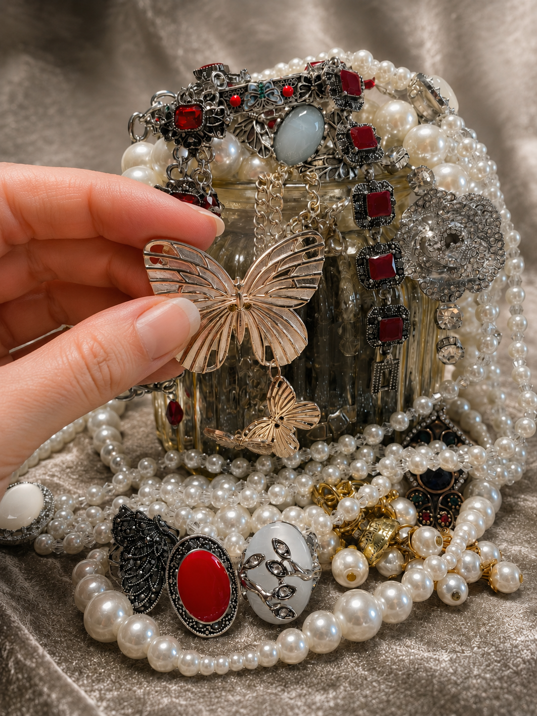 Vintage Inspired Mixed Metal Pearl Style Mystery Jewelry Box fashion jewelry assortment