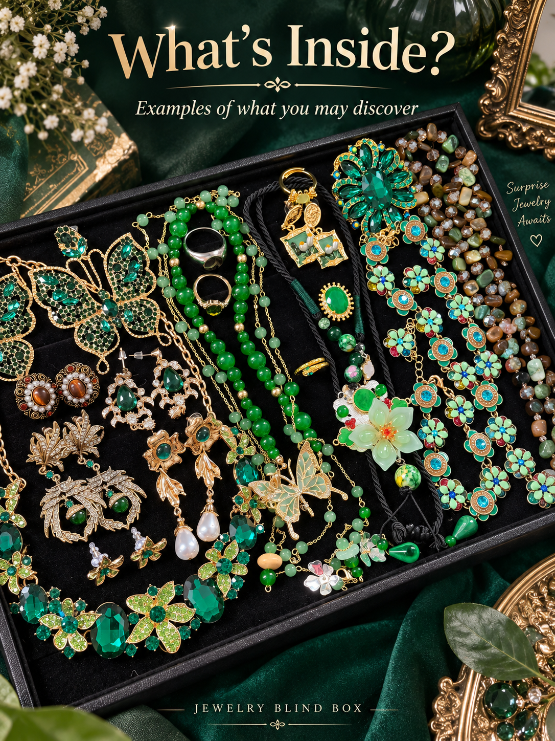 Emerald Butterfly Garden Mystery Jewelry Jar fashion jewelry assortment