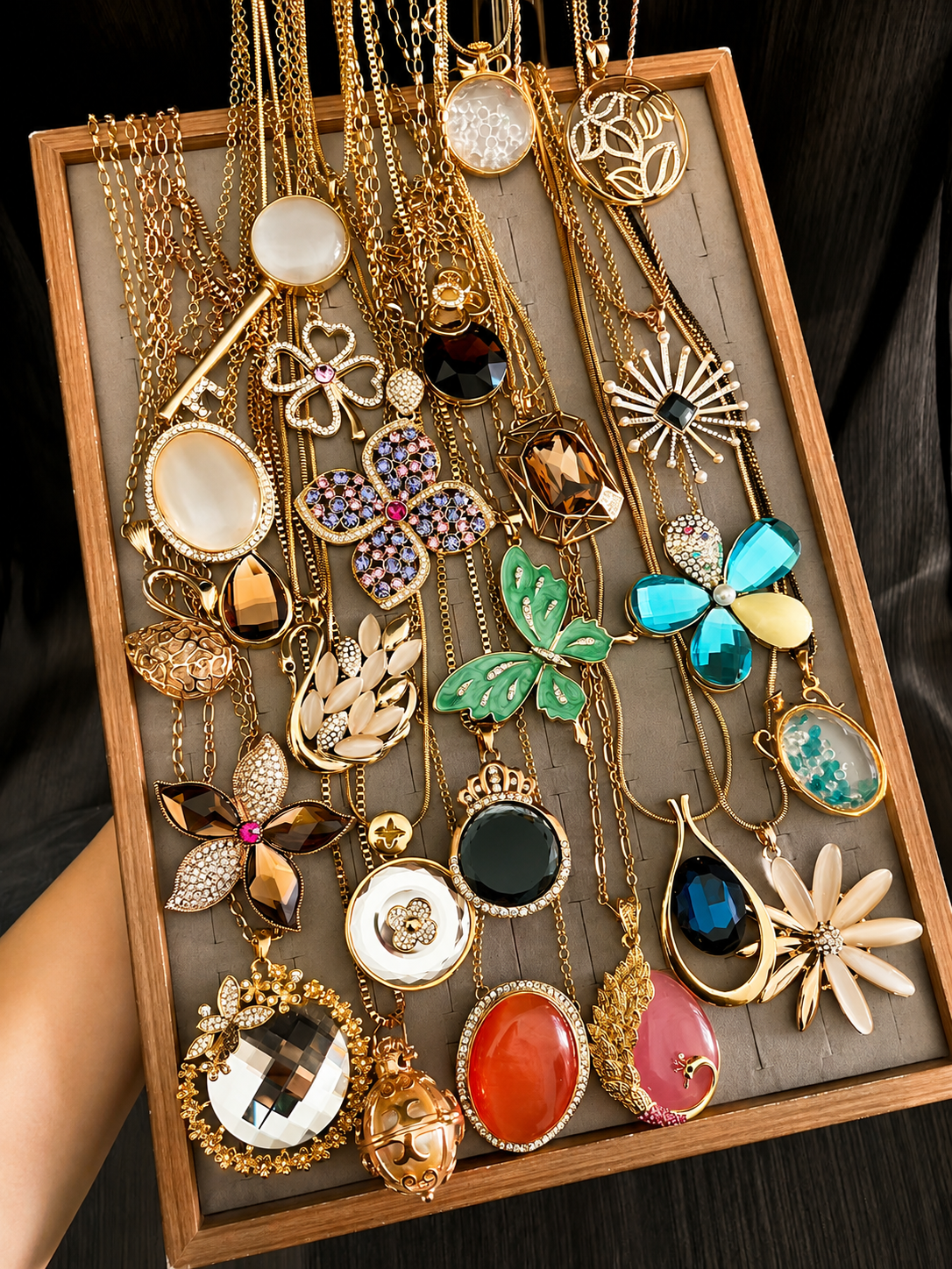 Maximalist Gold Tone Necklace Mystery Box fashion jewelry assortment