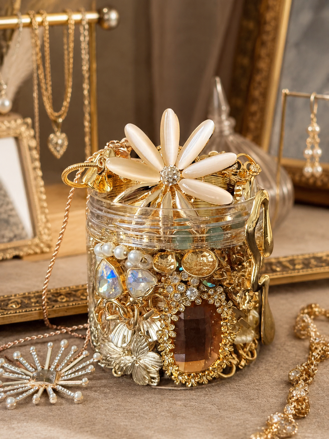 Everyday Gold Tone Mystery Jewelry Jar fashion jewelry assortment