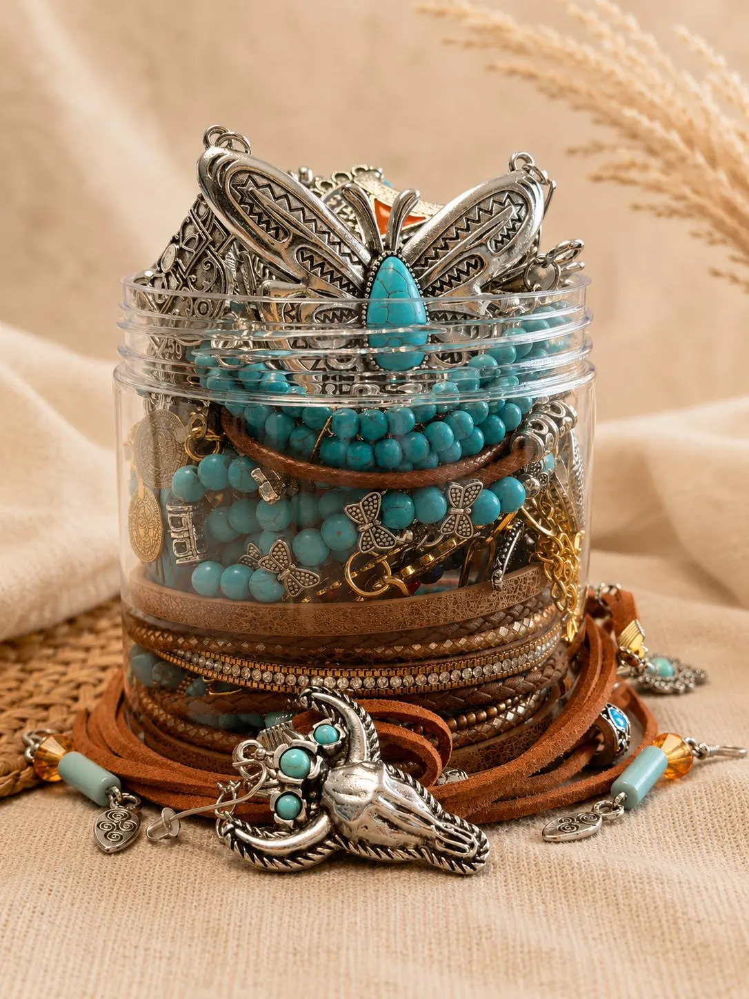 Boho Turquoise Color Mystery Jewelry Jar fashion jewelry assortment