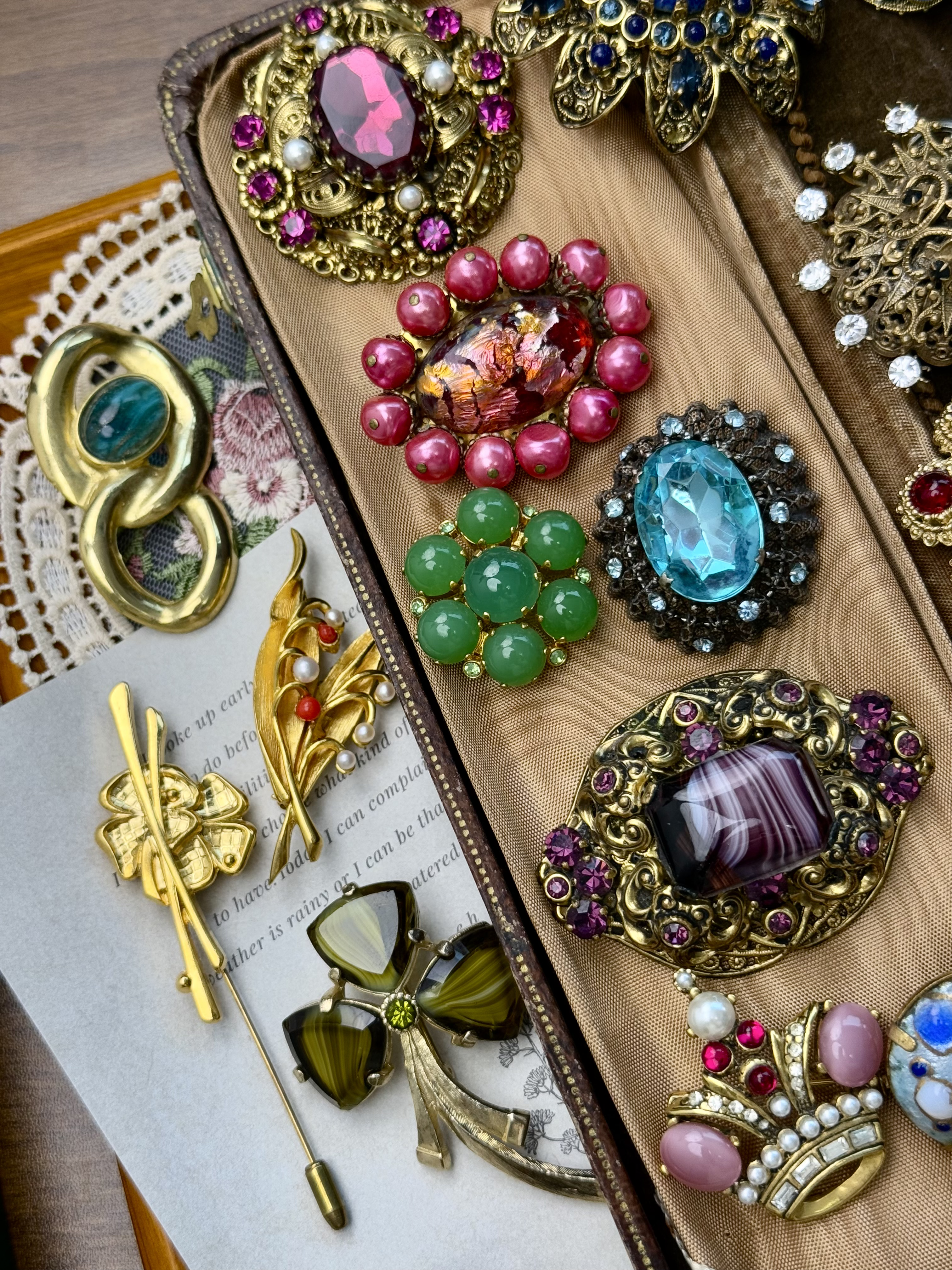Jewel Tone Brooch Mystery Box fashion jewelry assortment